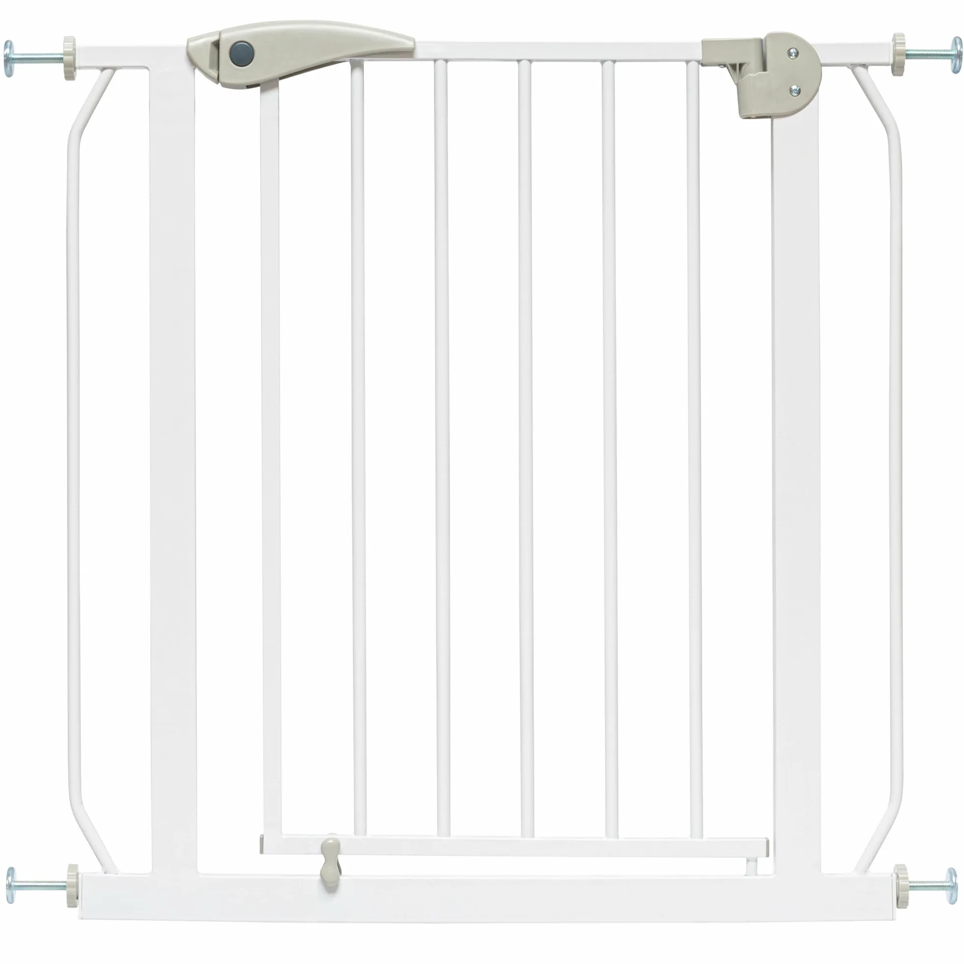 ib style Berrin 75-175 bramka ochronna na drzwi - bramka na schody dla dzieci, samozamykająca się, nie wymaga wiercenia, bezpieczna dla dzieci, 150-160 cm, biało-szara