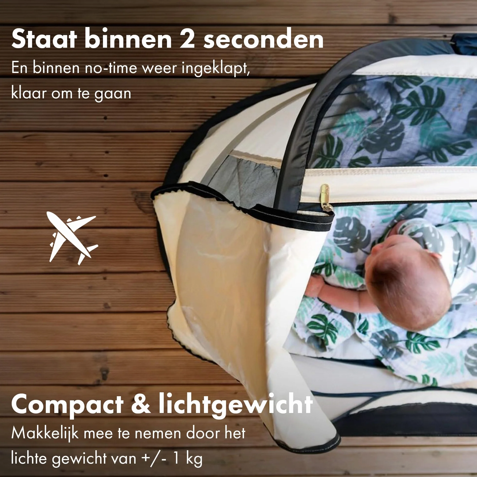 DERYAN Travel Cot łóżeczko turystyczne - BabyBox - Pop up - lekkie, kompaktowe i składane - składane - składane w zaledwie 2 sekundy - z moskitierą i torbą do przenoszenia (śmietana)