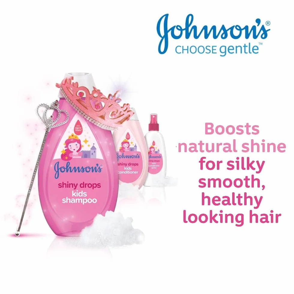 Johnson's Shiny Drops Odżywka w sprayu dla dzieci 200 ml - Zaprojektowana, aby stymulować naturalny połysk włosów - zrównoważone pH dla delikatnej skóry