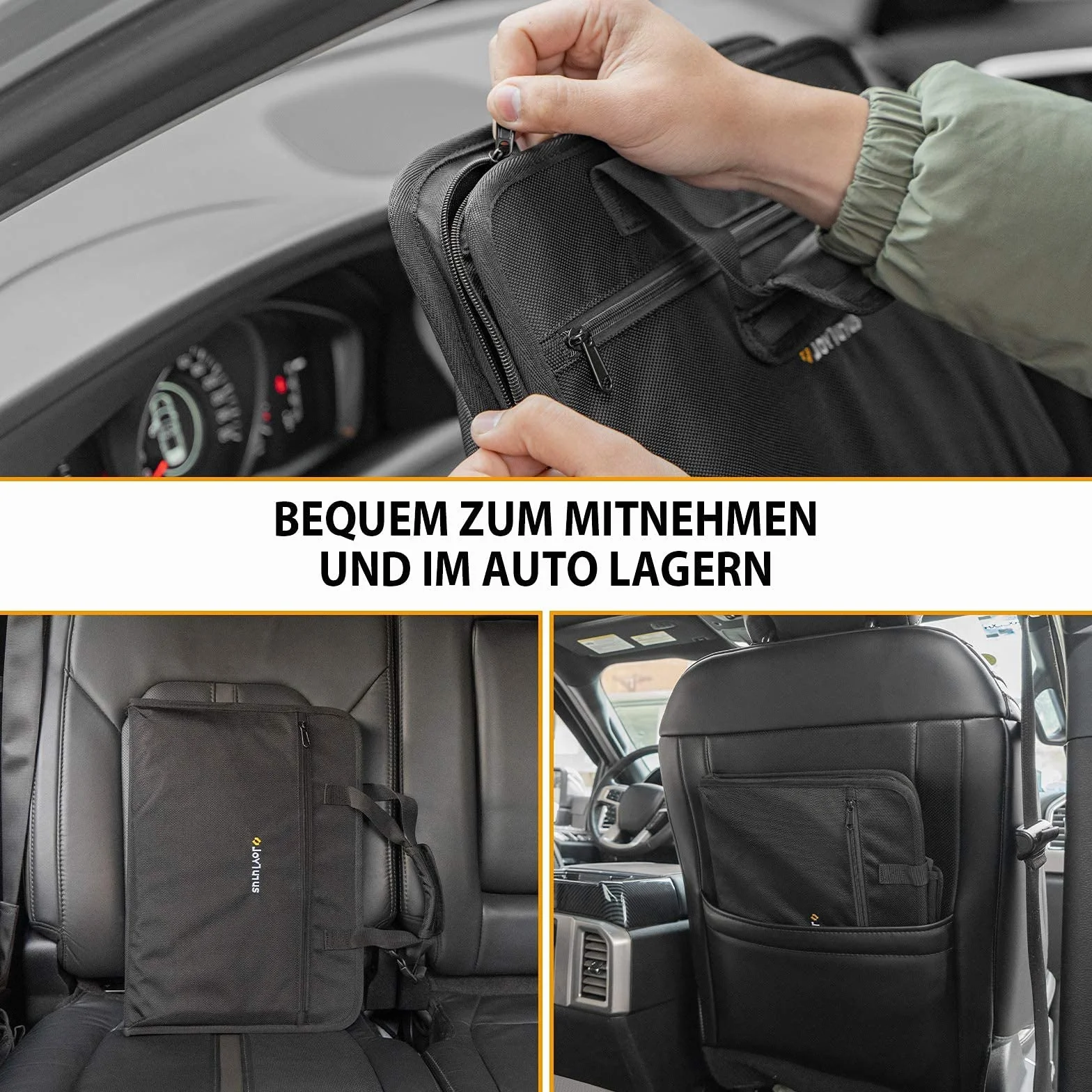 JOYTUTUS Biurko samochodowe 3 w 1 z uchwytem na napoje na kierownicę, wielofunkcyjny uchwyt na laptopa do pracy, jedzenia, torba biurowa dla dzieci, osób dojeżdżających do pracy, dla rodziny