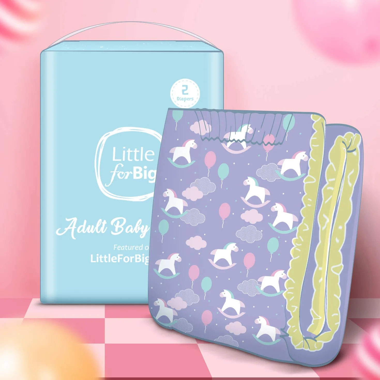 LittleForBig Drukowane Briefy pieluchy dla dorosłych Dorośli Baby miłośnik pieluszek ABDL 10 sztuki-mała fantazja L