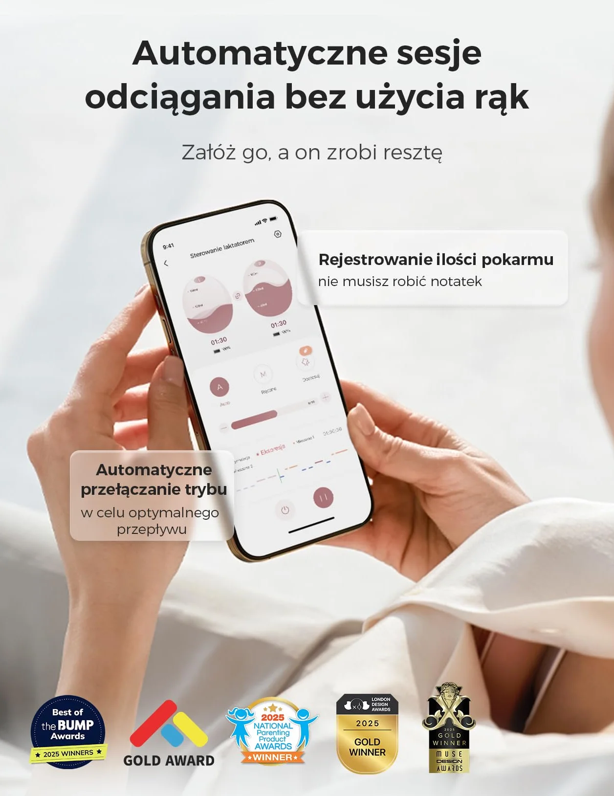 Momcozy Air 1 Niezwykle Cieniutki Laktator, Przenośny Laktator Bezprzewodowy z Etui Ładującym i Sterowaniem przez Aplikację z Trybem Automatycznym i Alerty o Napełnieniu, Przezroczysta Góra