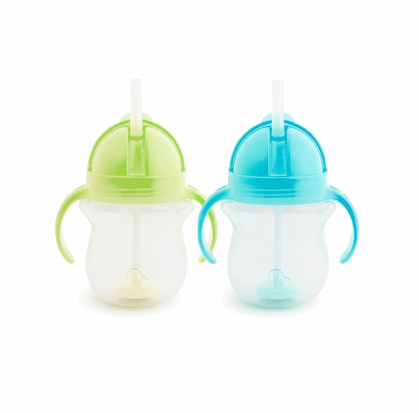 Munchkin Zamykane Kubki ze Słomką Tip & Sip, dla Niemowląt i Małych Dzieci, Kubek Niekapek bez BPA, Można Myć w Zmywarce, Kubek dla Dzieci z Dociążaną Słomką, 2 Sztuki, 207 ml, Zielony/Niebieski