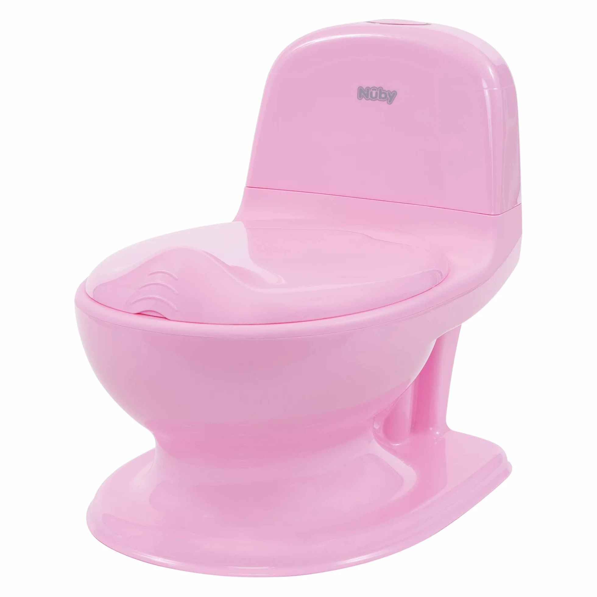 Nuby - My Real Potty – dziecięcy nocnik z hałasem płukania – trenażer toaletowy dla dzieci – z prawdziwym dźwiękiem i bateriami wchodzą w zakres dostawy – różowy – 18 miesięcy