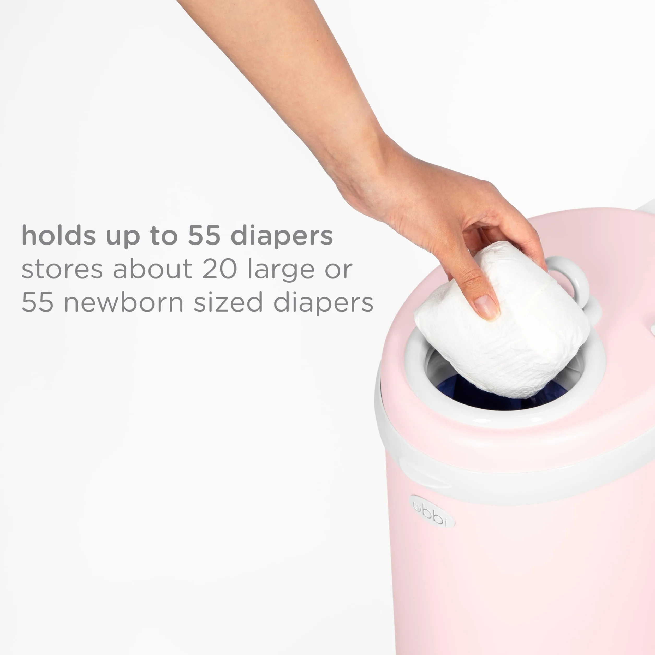 Ubbi Stalowy pojemnik na pieluchy z blokadą zapachów, nie wymaga specjalnej torby, oszczędność pieniędzy, nagradzany, nowoczesny design, niezbędny kosz na pieluchy, różowy (Blush Pink)