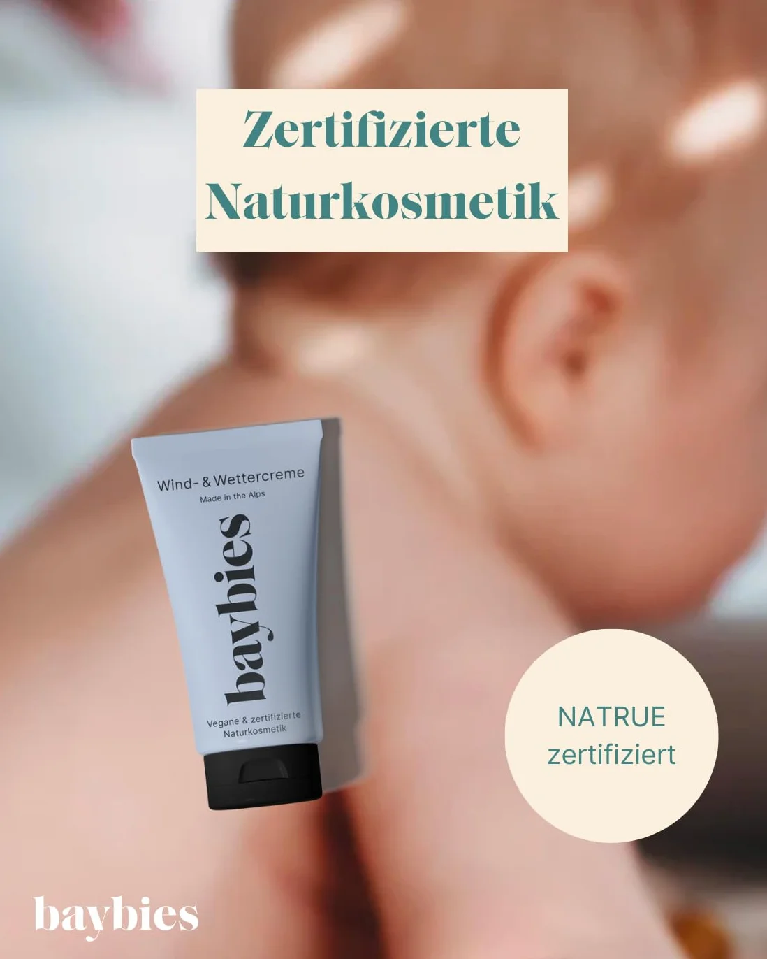 Krem przeciwwiatrowy i odporny na warunki atmosferyczne, 50 ml, chroni przed zimnem i wilgocią, krem dla dzieci do wrażliwej skóry dziecka, produkt wegański i certyfikowany przez farmaceutę