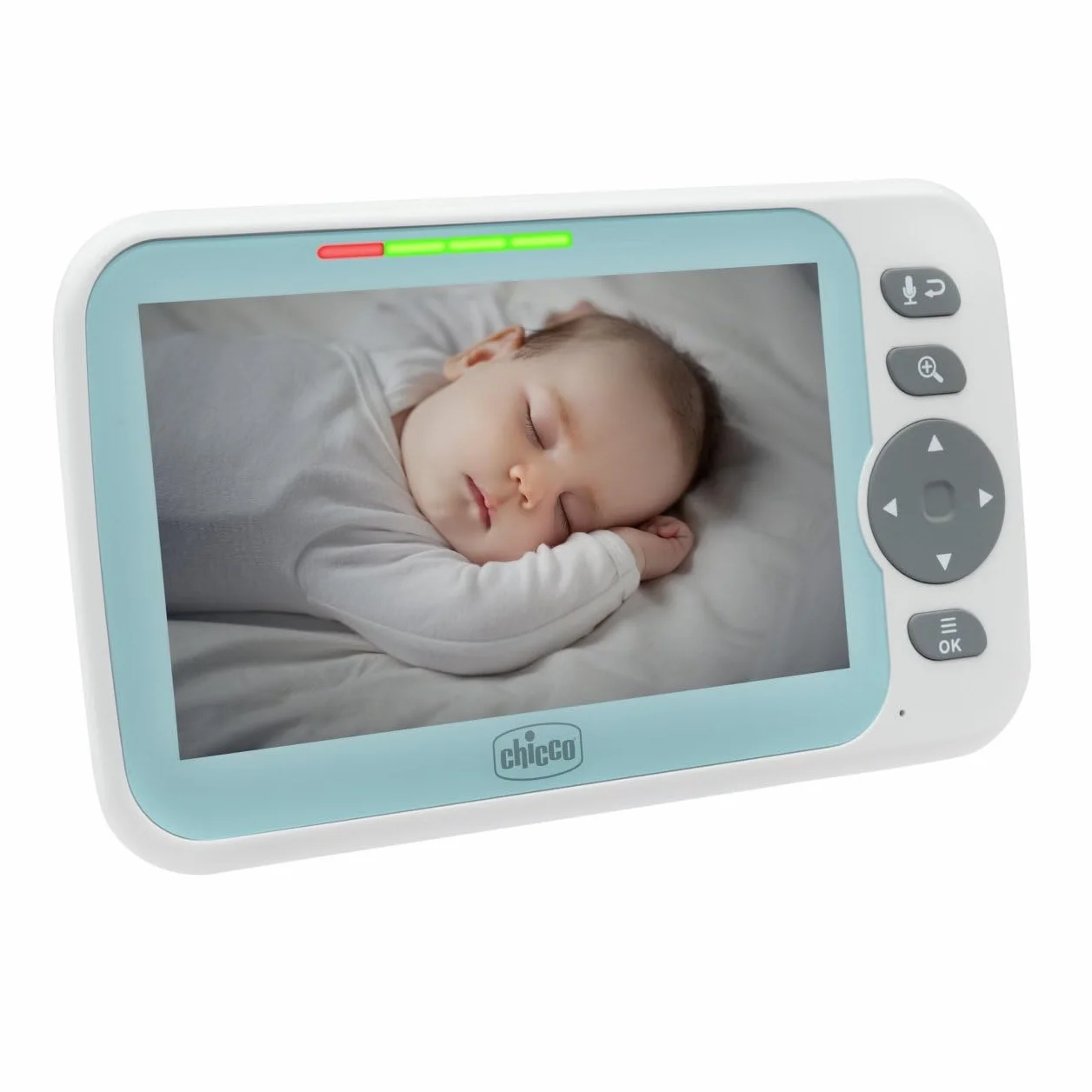 Wideo Babyphone Evolution, zmotoryzowana obrotowa kamera dla niemowląt i dzieci z kolorowym ekranem 5, zasięg 220 m, noktowizor, termometr, białe melodie dźwięku, mikrofon i głośnik