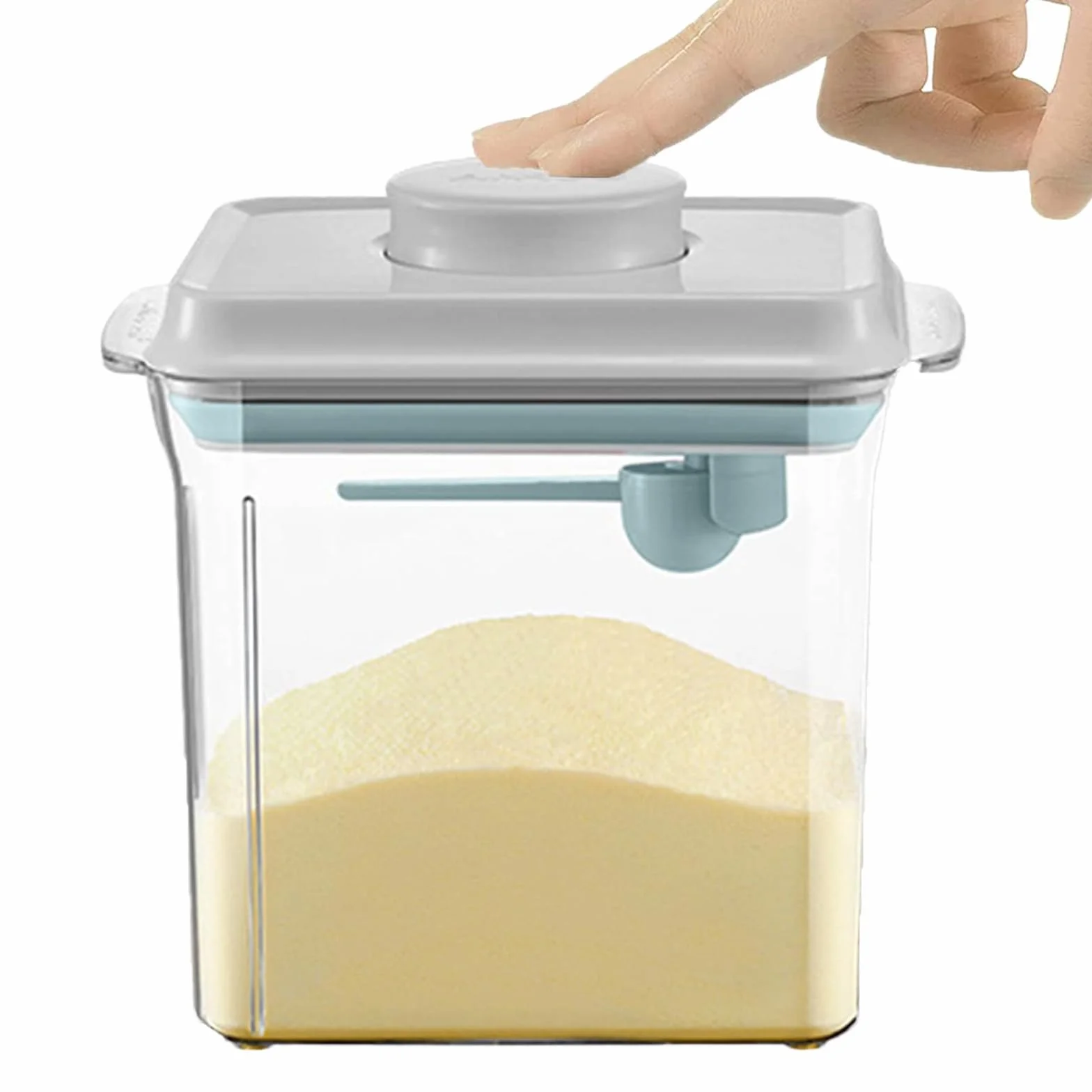 Dozownik mleka w proszku 1700 ml, uszczelniony pojemnik na proszek, przenośne pudełko do przechowywania mleka w proszku do żywności, pojemnik na mleko w proszku z łyżeczką, odporny na wilgoć
