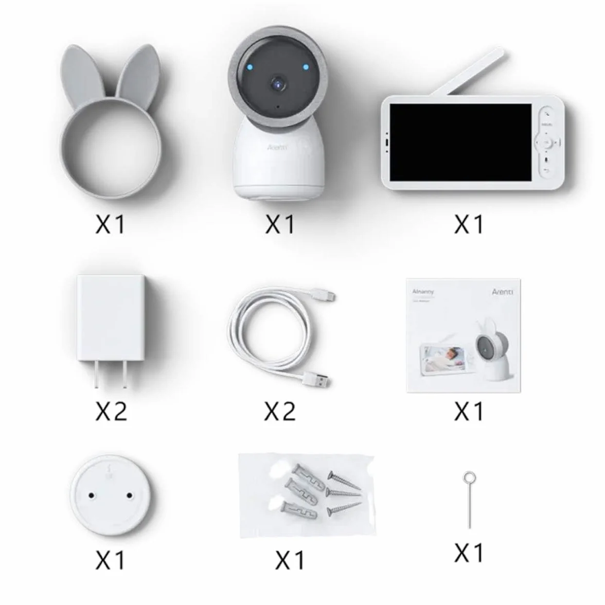 ARENTI AINanny A4 Kit Plus 4 MP video niania niania z ekranem LCD o przekątnej 12,7 cm (5"), funkcja obrotu i pochylenia z funkcją automatycznego śledzenia