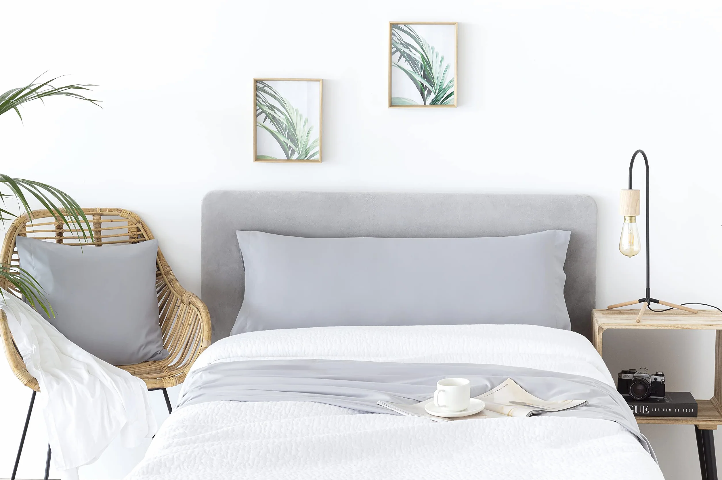 Todocama Zestaw 2 poszewek na poduszki, bardzo miękka, hipoalergiczna mikrofibra, zestaw 2-105 x 40 cm jasnoszary