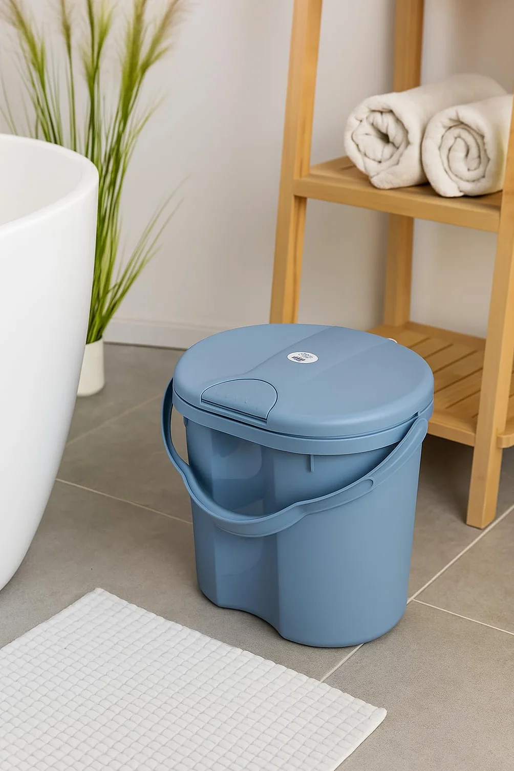 Rotho Babydesign TOP kosz na pieluchy – z recyklingu – pojemnik na pieluchy – bezzapachowy – bez kaset uzupełniających – wiaderko do przewijania – niebieski