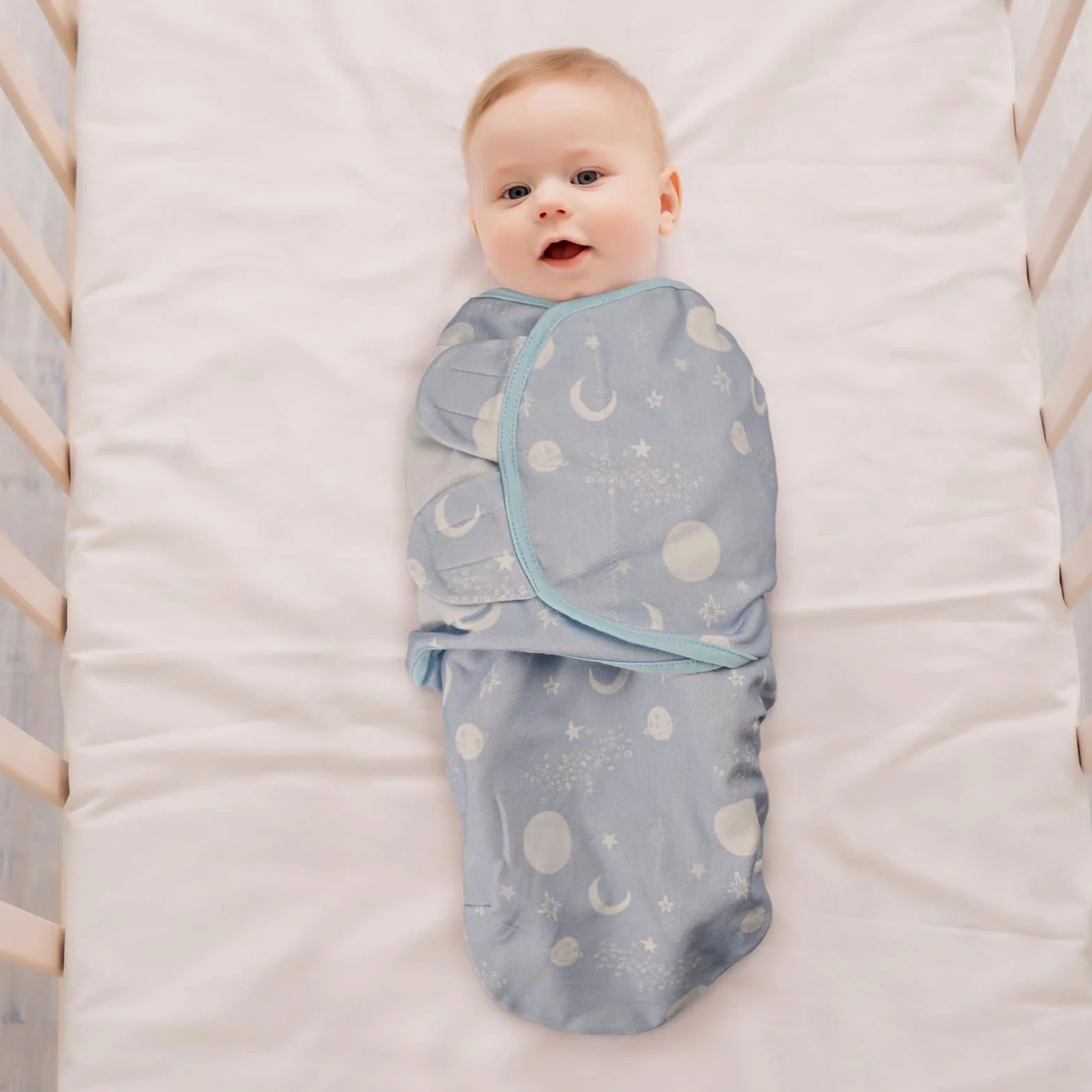 GLLQUEN BABY Swaddles Otulacz niemowlęcy 0-3 miesiące, 100% organiczna bawełna śpiwory dla noworodków, Oeko-tex100 śpiwór dla małych dzieci, uniseks 3-pak otulacz (Astronauta)