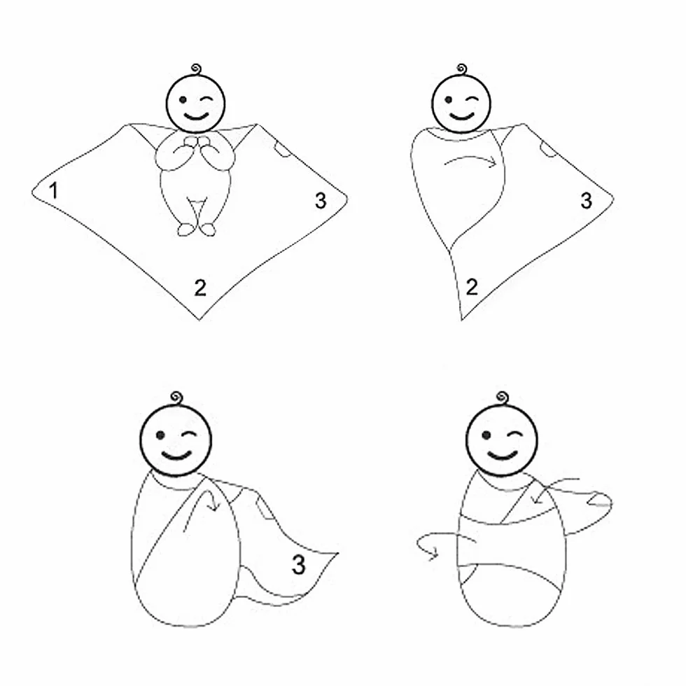 Swaddles Pucksack Baby 0-3 miesięcy, rozmiar 120 x 120 cm, miękki bambus, bawełna, muślin, kocyk dla niemowląt, koc, koc, chusta do przewijania, prezent pod prysznic dla noworodków