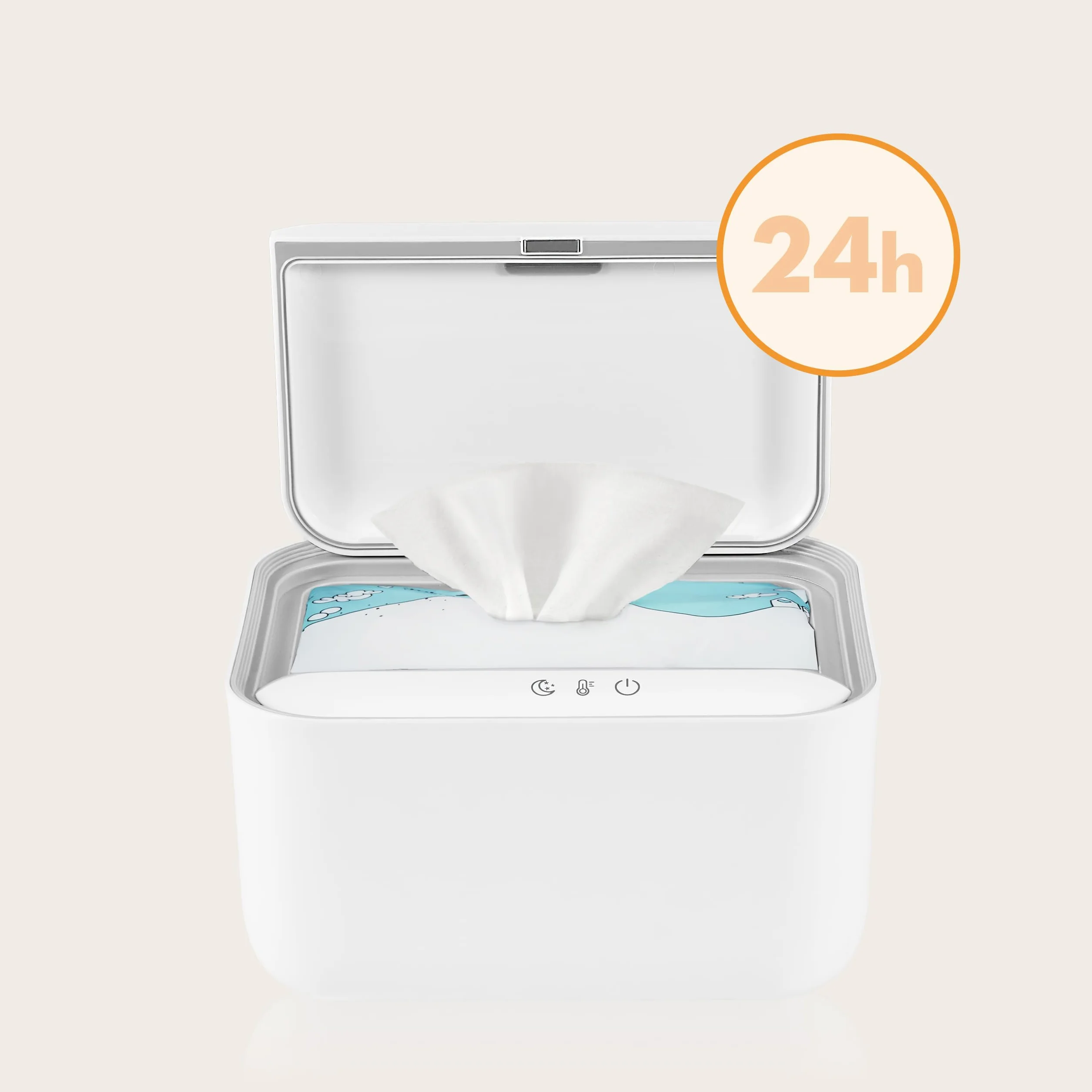 Lionelo BABYBLISS Podgrzewacz do Chusteczek i Małych Ręczników 20W dla Niemowląt, Wbudowana Lampka Nocna, 3 Poziomy Podgrzewania, Dotykowy Panel, Utrzymuje Wilgotność Chusteczek