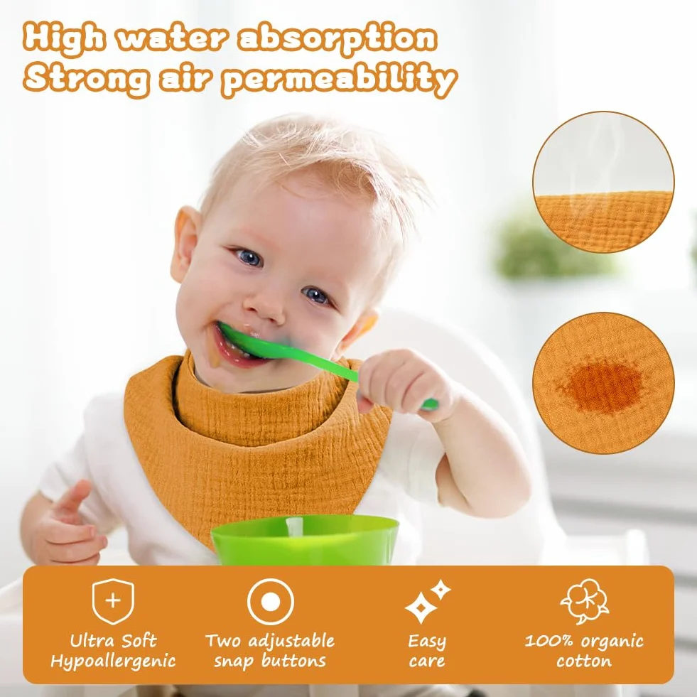 HOTUT Baby Bandana Dribble Bibs, śliniaki w 100% bawełniane z regulowanymi zatrzaskami, superchłonne, idealne na prezent dla niemowląt i noworodków, unisex