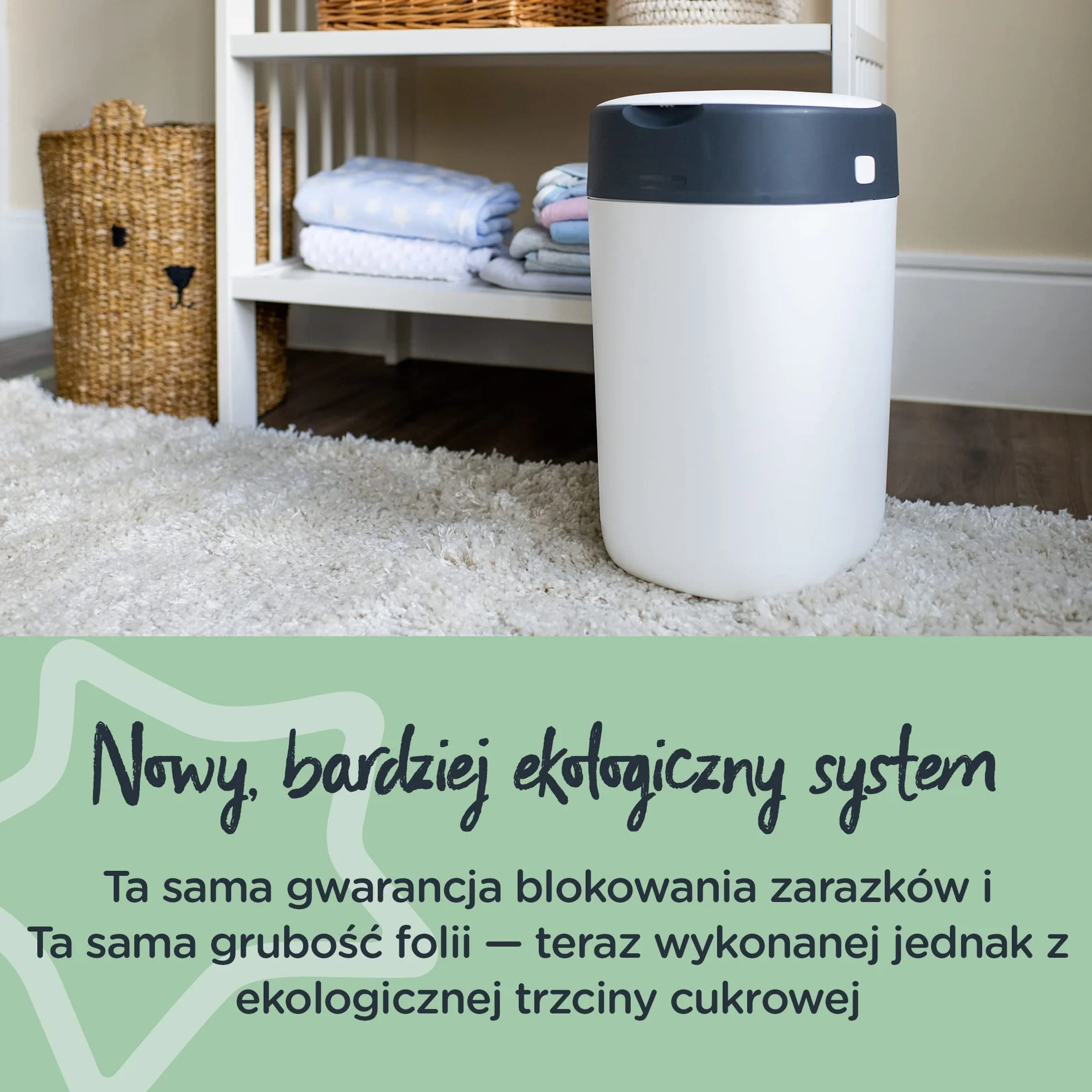 Tommee Tippee Twist & Click Advanced, Wkłady wymienne do kosza na zużyte pieluchy, z antybakteryjnej folii GREENFILM pozyskanej ze zrównoważonego źródła; 6 X Wkłady do kosza na pieluchy