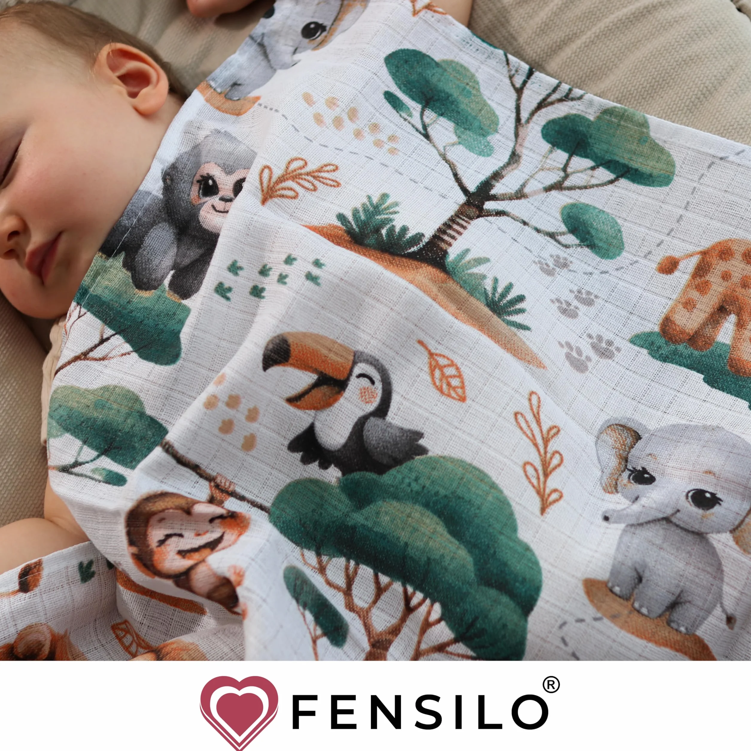FENSILO Chusteczki muślinowe dla niemowląt | ściereczki do plucia | pieluchy z muślinu - 5 sztuk w opakowaniu 70 x 80 cm dla niemowląt i noworodków|chusteczki muślinowe dla chłopców i dziewczynek |