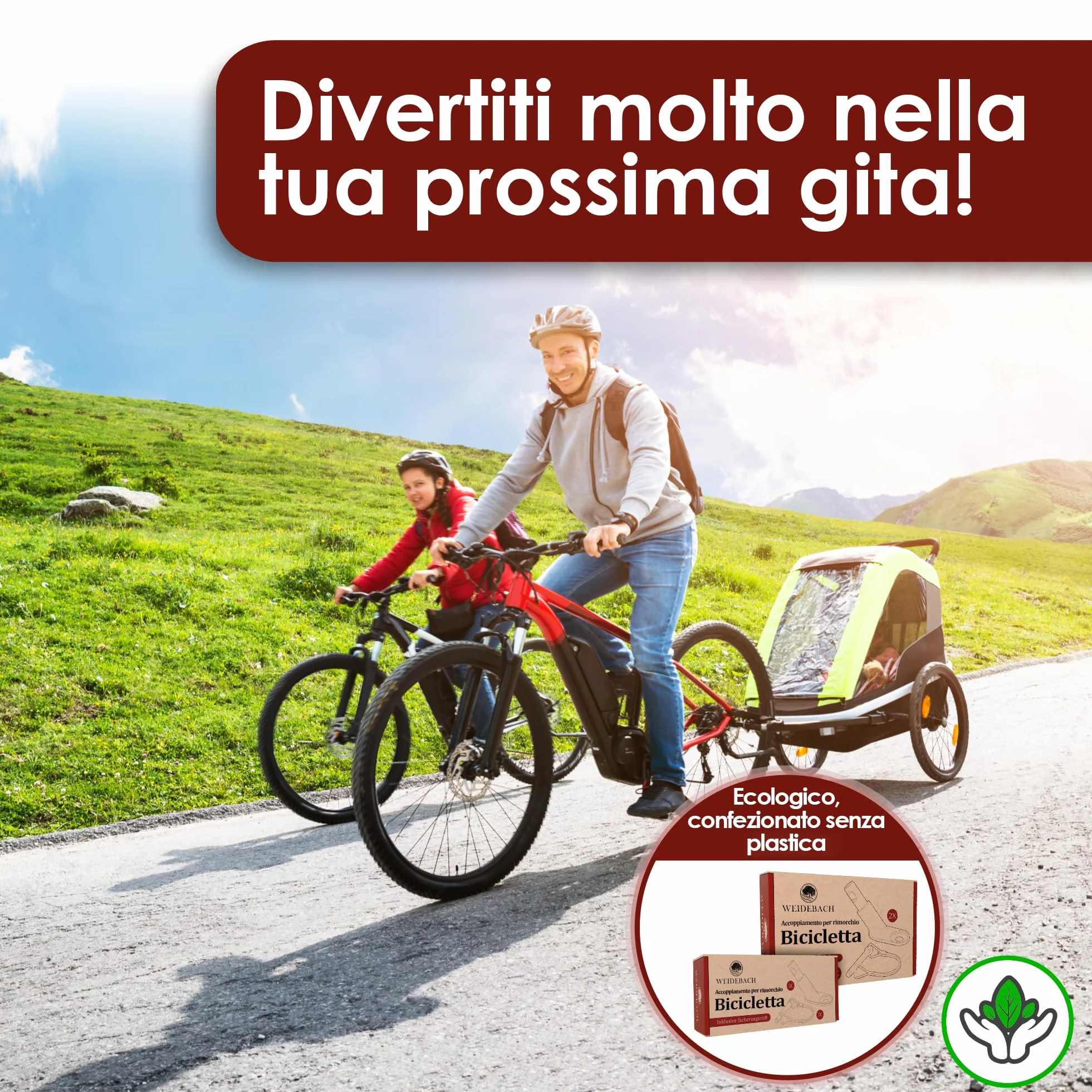 WEIDEBACH® Stabilne sprzęgło do przyczepki rowerowej z trzpieniem zabezpieczającym, czarna, wysoka stabilność jazdy, hak holowniczy do każdego standardowego wózka dziecięcego, hak holowniczy rower