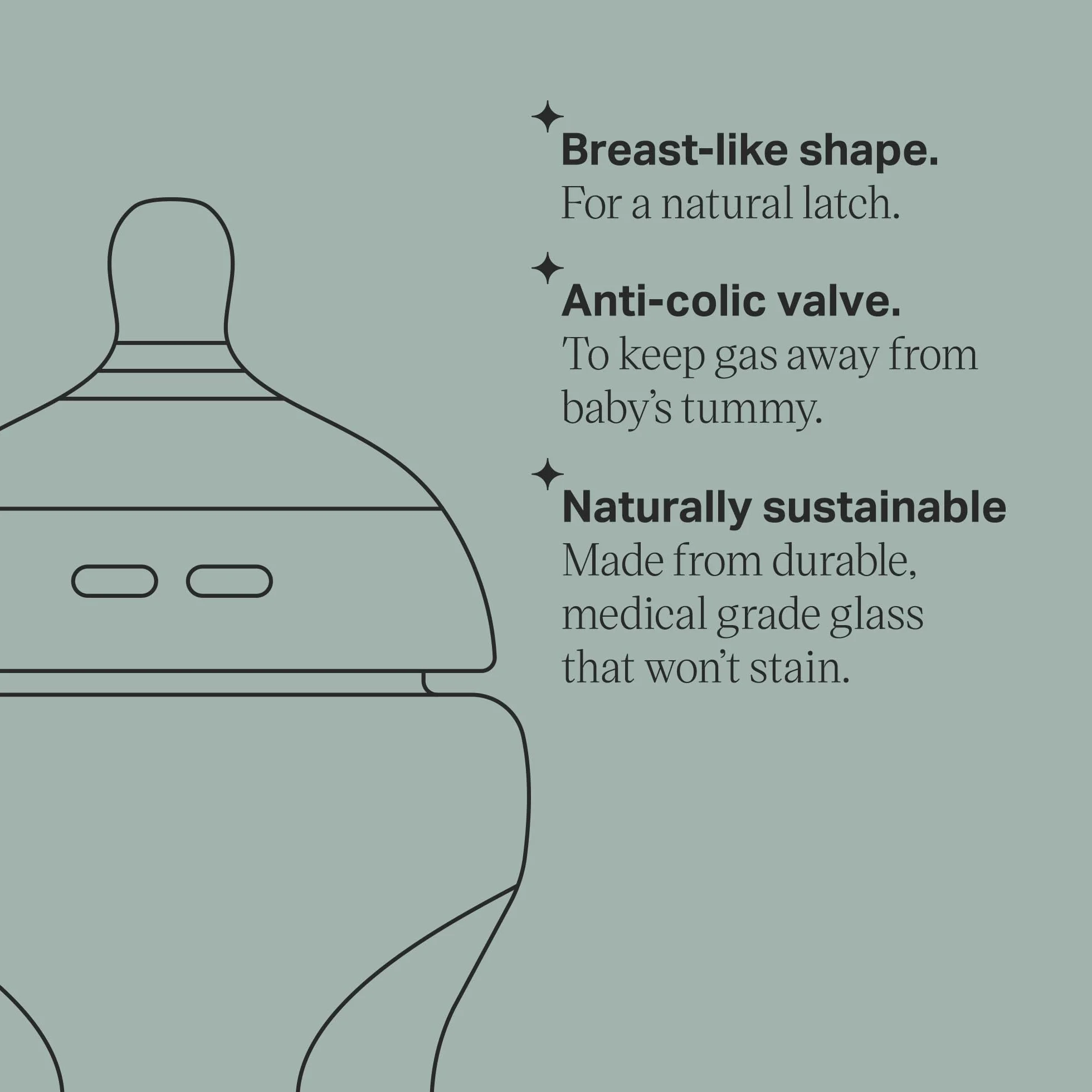 Tommee Tippee Butelka dla niemowląt, naturalna antykolkowa szklana butelka, 250 ml, smoczek imitujący kształt piersi naturalny uchwyt w ustach, zestaw 1 szt