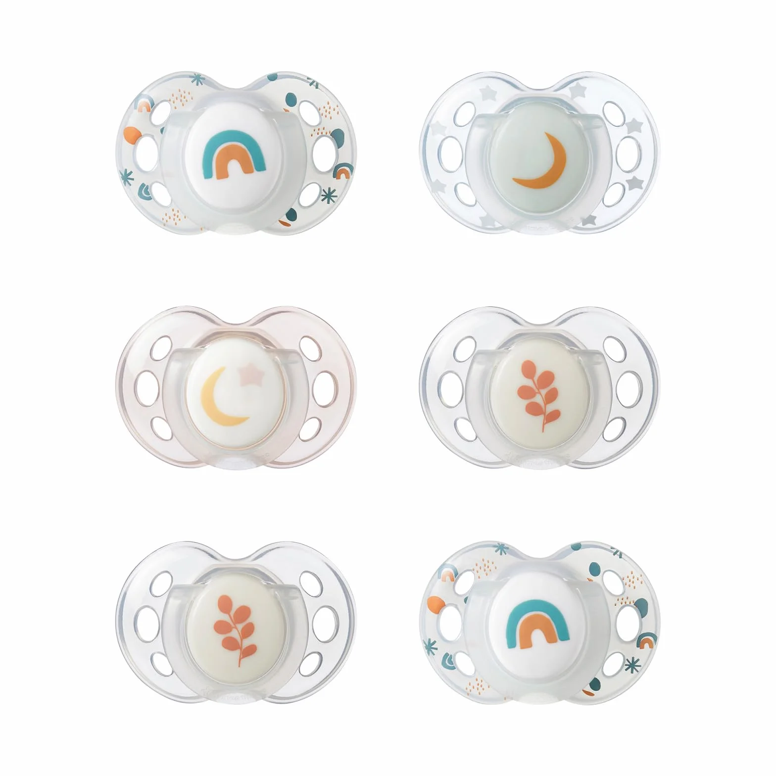 Tommee Tippee smoczek nocny, 18-36 miesięcy, 6 świecących się smoczków z kapsułką do sterylizacji wielokrotnego użytku