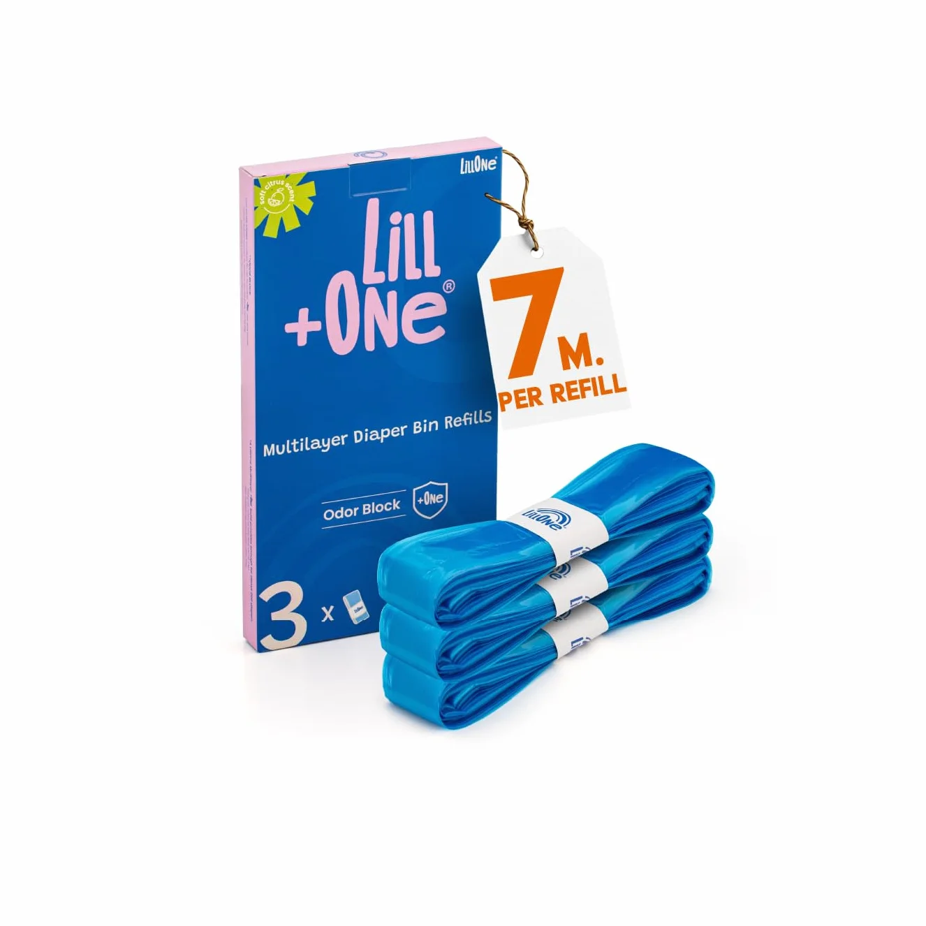 LillOne 3 bardzo długich 7-warstwowych wkładów do kosza na pieluchy - kompatybilne z Angelcare Tommee Tippee Twist & Click Simplee Tec LitterLocker - Opakowanie z 3 wkładami