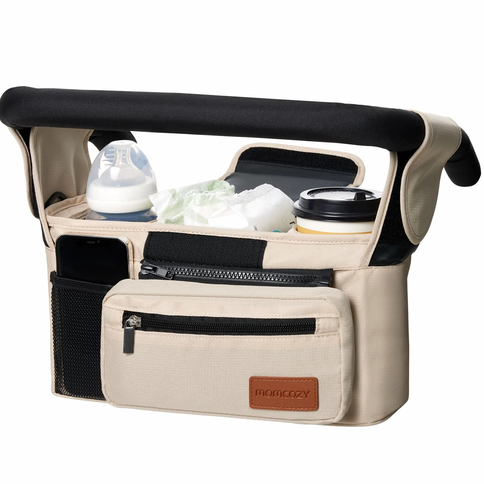 Momcozy wózek dziecięcy, uniwersalny organizer z izolowanym uchwytem na napoje, uchwytem na kubek, torba do wózka dziecięcego Momcozy Buggy, akcesoria do wózka dziecięcego z kieszenią na zamek