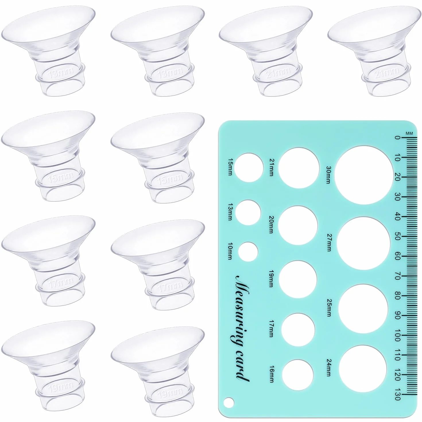 10szt Wkladki Kolnierzowe, Nadajace Sie Noszenia Wkladka Kolnierzowa Laktatora z Karta Pomiaru Sutków Akcesoria do Laktatorów Kompatybilne z Momcozy S9/S9Pro/S12/S12Pro (13/15/17/19/21mm)
