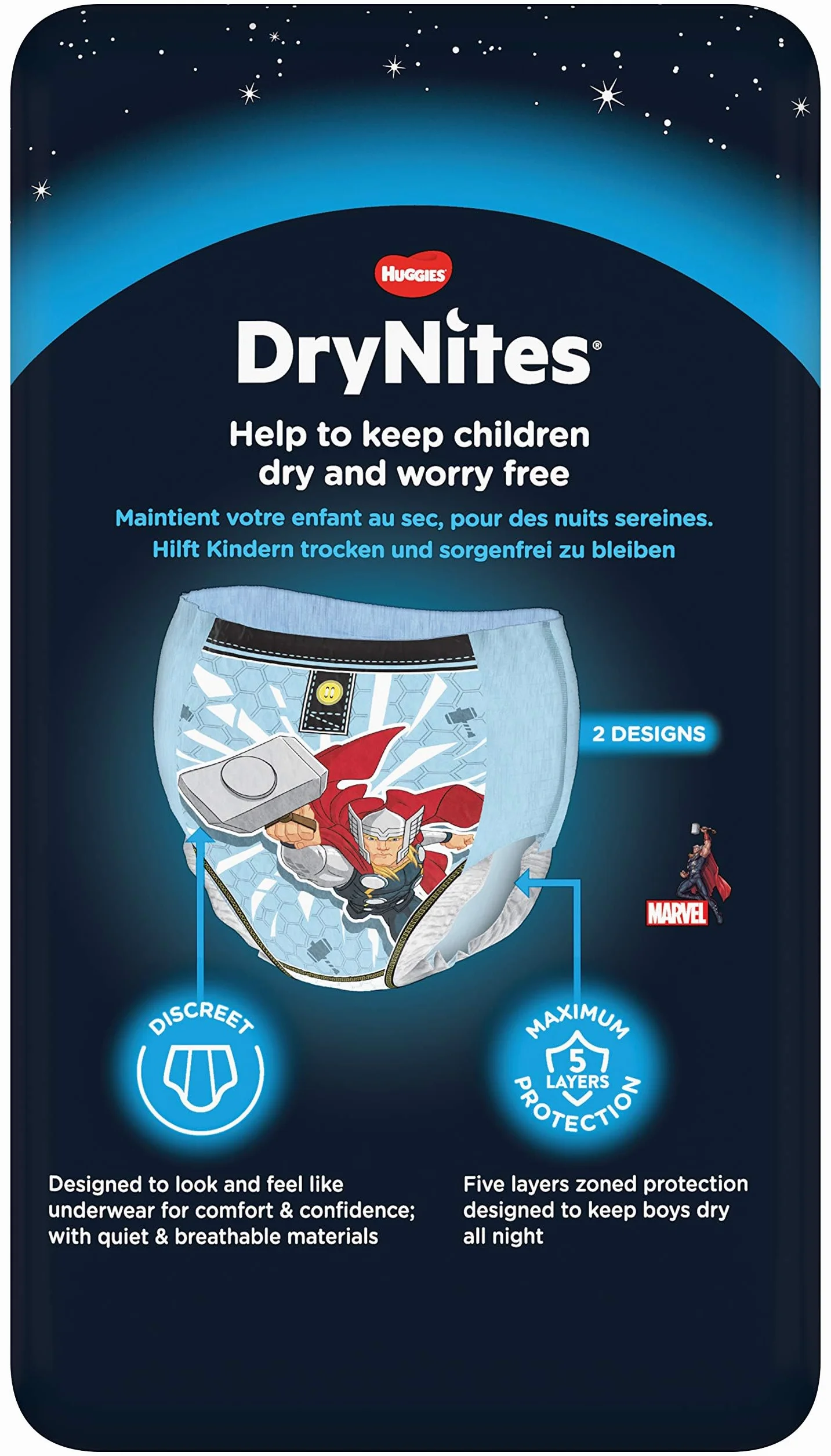 Huggies DryNites pieluchy nocne o wysokiej chłonności, dla chłopców w wieku 4-7 lat(17-30 kg), 10 sztuk