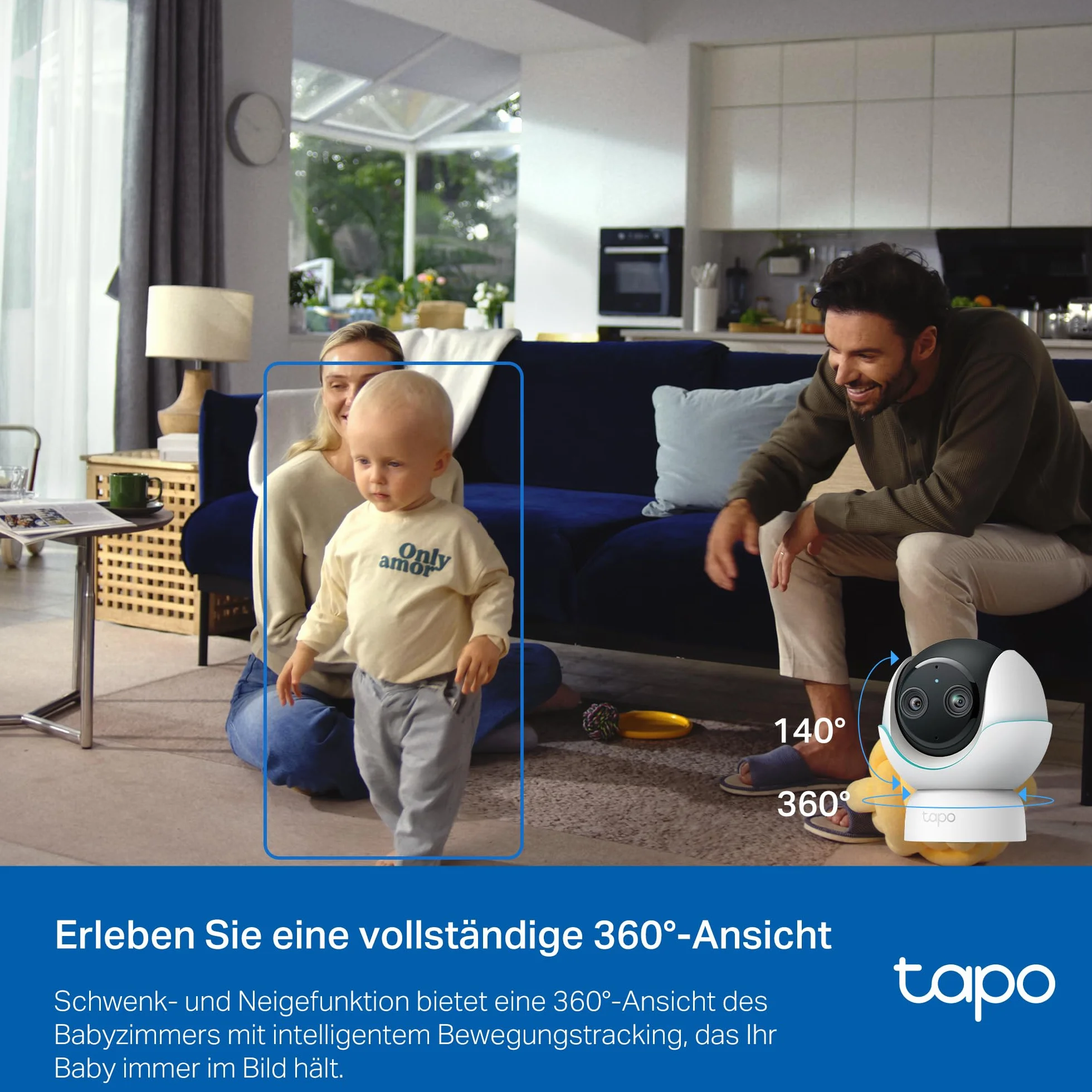 Tapo C840 BabyCam podwójny obiektyw (kompatybilny z Apple Home, wykrywanie krzyków i zakrytej twarzy, analiza i raport snu, kołysanki i biały szum, lampka nocna, karta microSD do 512 GB)