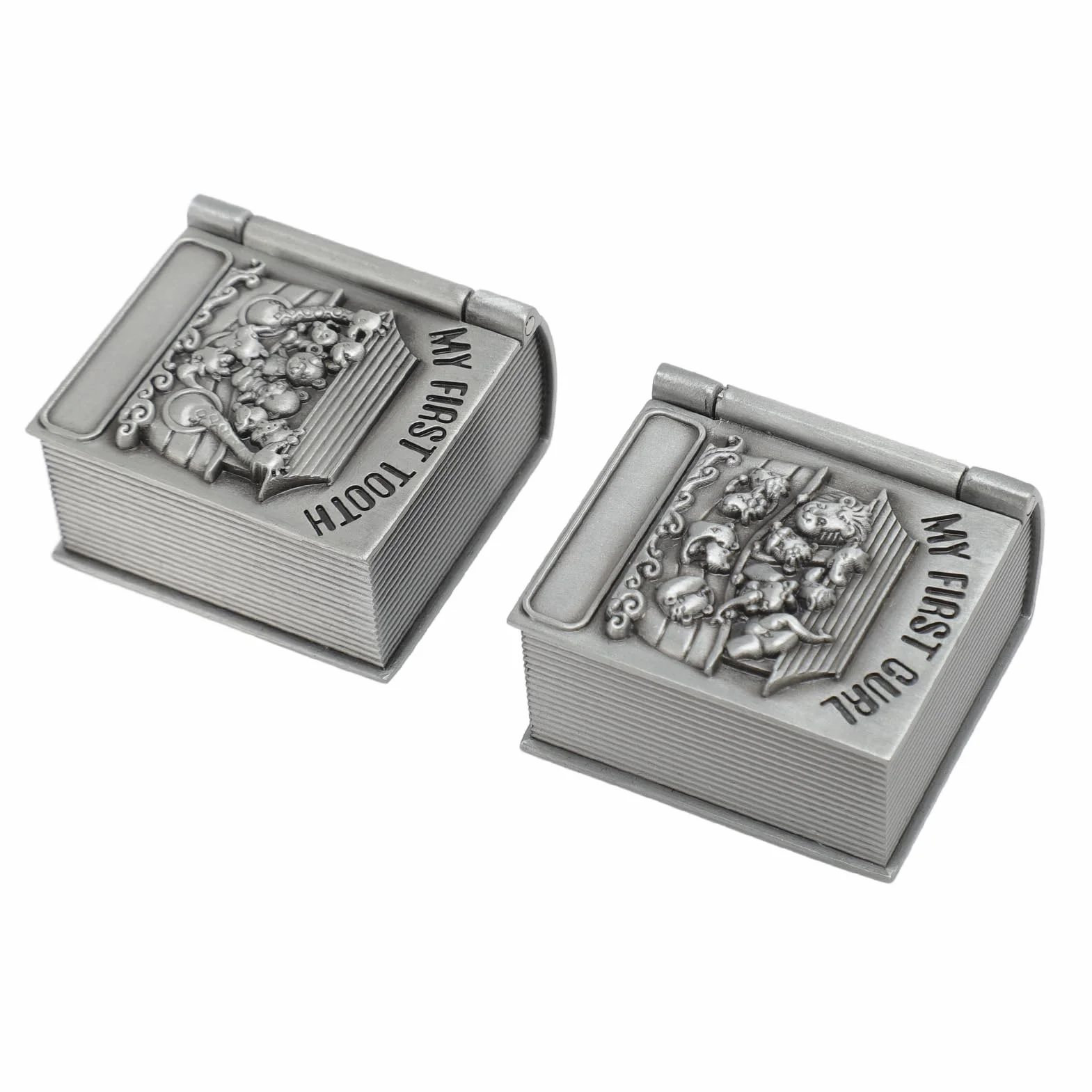 First Tooth and Curl Keepsake Box Set, Premium Zinc Alloy Soft Velvet Lining Baby Tooth and Hair Storage Box for Nursery Keepsake Collection