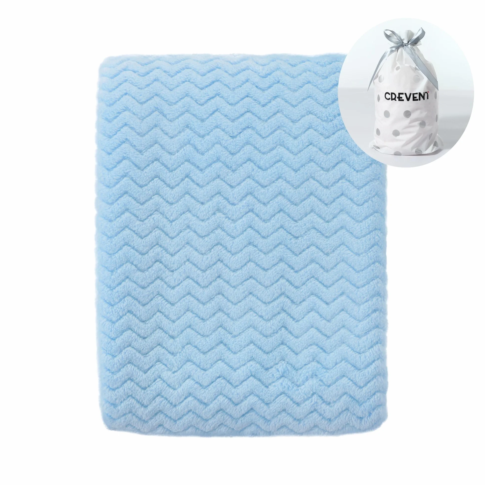 CREVENT Mały, puszysty i ciepły kocyk dla niemowląt do łóżeczka dziecięcego dla chłopca i niemowlęcia (75cmX100cm Wave Blue)