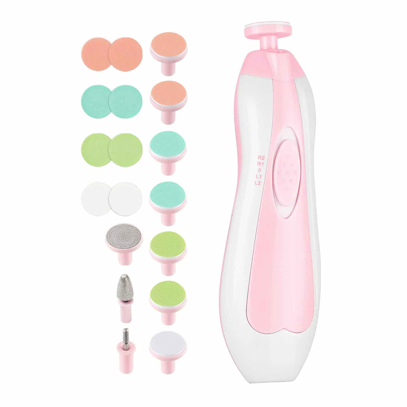 Baby Nail Clipper 20 in 1, Electric Baby Nail Trimmer,Baby Nail File Kit with Extra 12 Replacement Pads,Trim Polish Grooming Kit for Newborn Infant Toddler or Adults Toes Fingernails Care,Pink