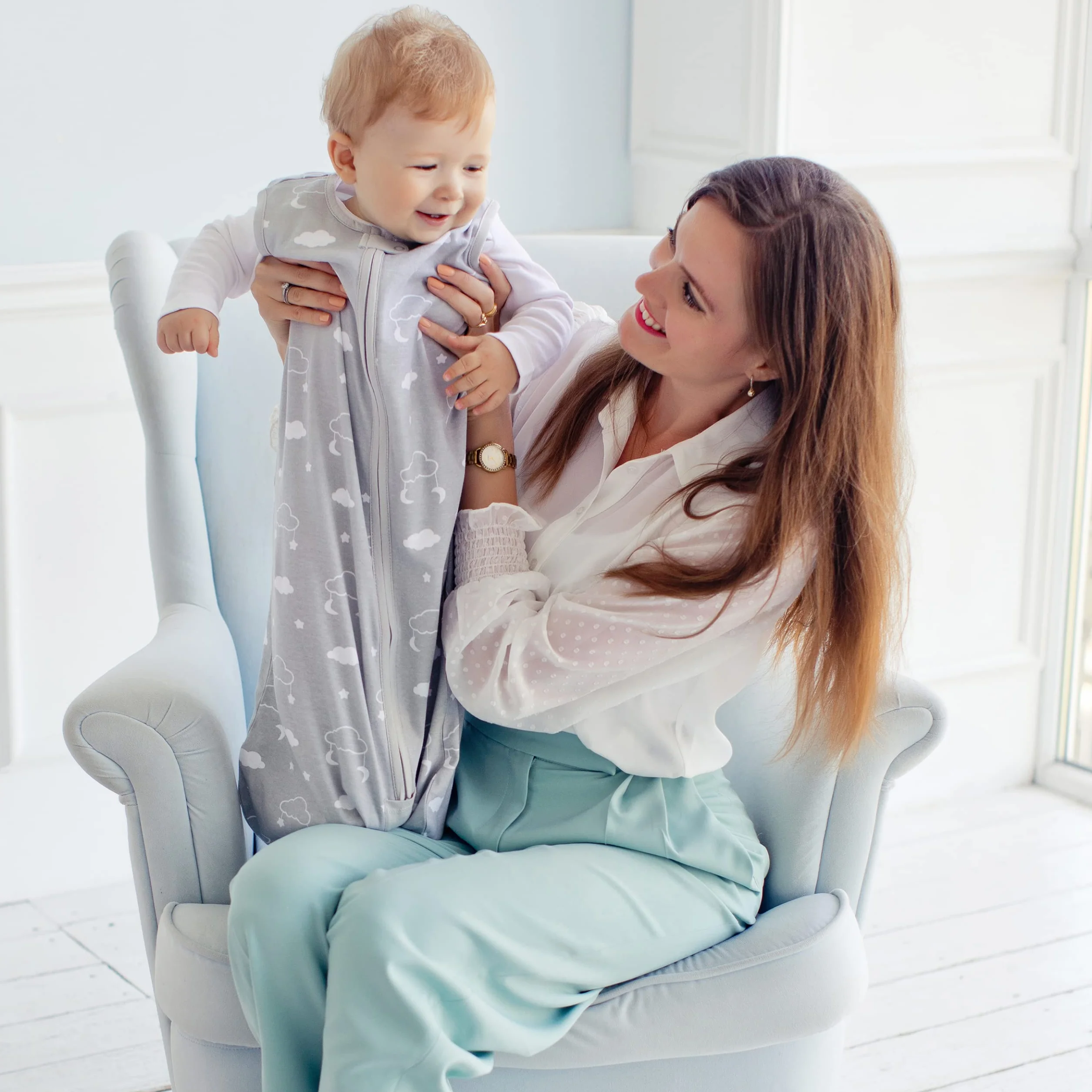 Mama Cheetah Śpiworek do spania dla niemowląt, przenośny śpiworek z bawełny organicznej, śpiworek z podwójnym zamkiem błyskawicznym