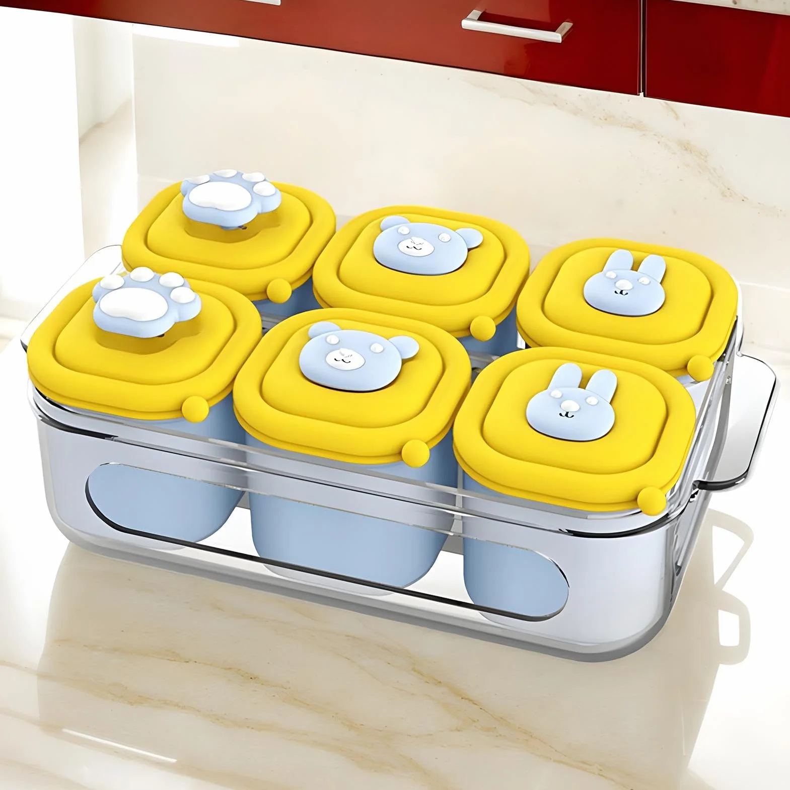 Baby Food Freezer Tray, Foods Storage Mold, 1.97x1.97x2.36 inches Textures Breastmilk Organizer Container, Dishwasher Safe, Silicone Tray for Homemade Purees and Breast Milk Use