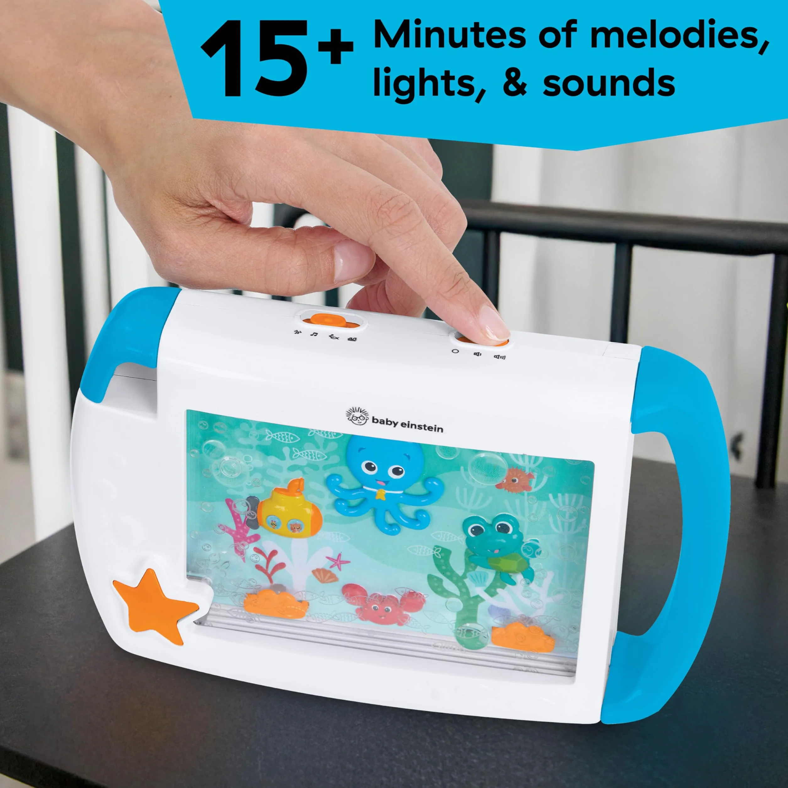 Baby Einstein On-The-Go Sea Dreams, przenośna maszyna dźwiękowa dla niemowląt z muzyką i światłami, dla noworodków w wieku od 0 miesięcy