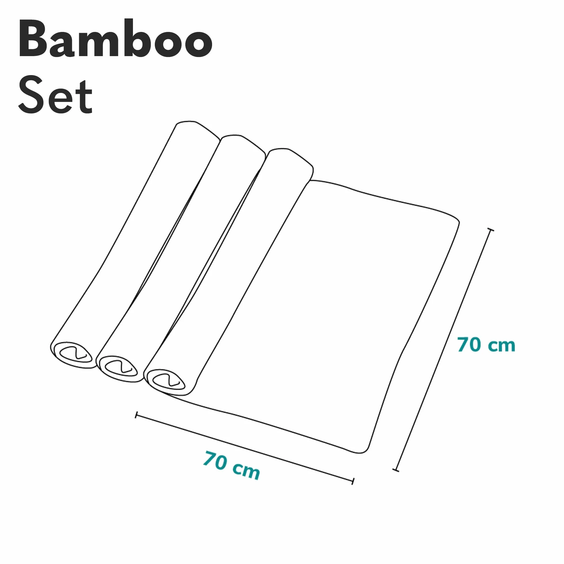LIONELO Bamboo Set 3szt naturalne pieluszki bambusowe 70x70 od 1 dnia życia, antybakteryjne, przeciwgrzybiczne, hipoalergiczne, delikatny, miękki, kocyk, podkład do przewijania