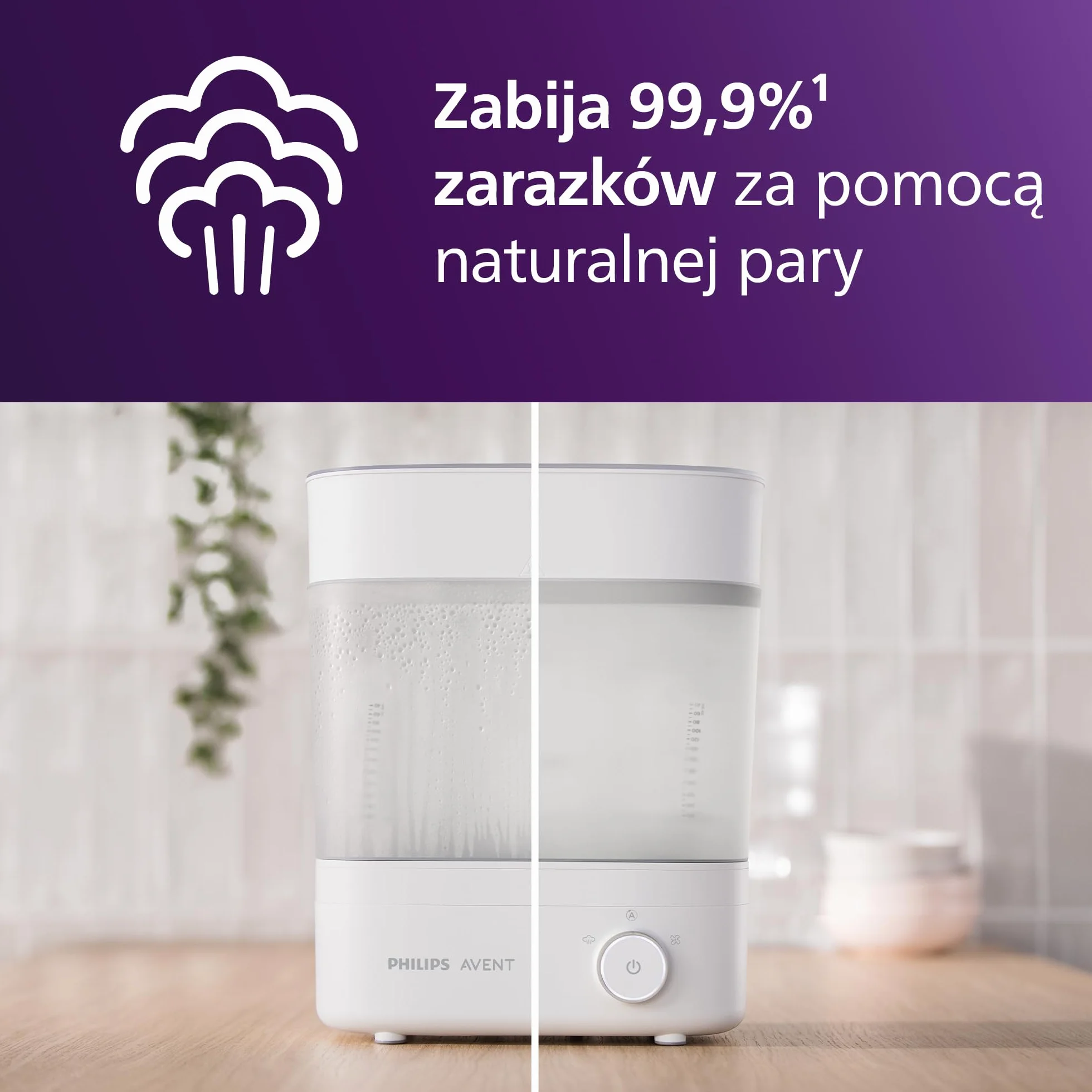 Philips Avent Elektryczny sterylizator parowy do butelek ze zintegrowaną suszarką na maks. 6 dziecięcych butelek, biały. Model SCF293/00