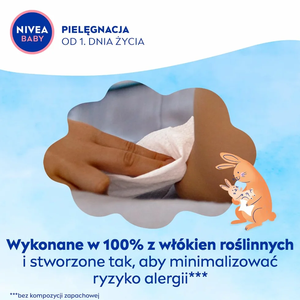 NIVEA BABY Chusteczki Biodegradowalne Soft & Cream Opakowanie Ekonomiczne, 4x 57pcs