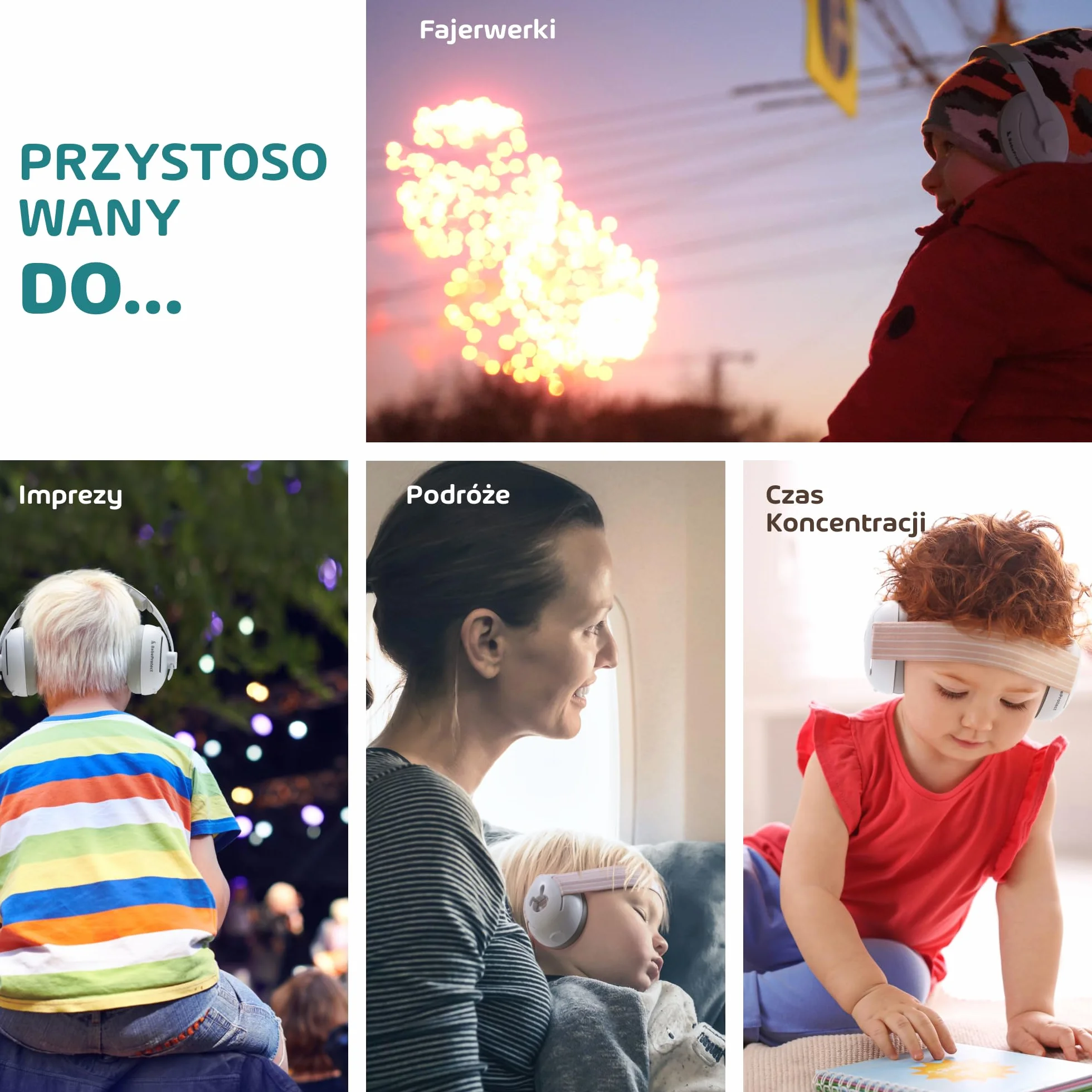 Nauszniki przeciwhałasowe la niemowląt i małych dzieci 2 w 1 - Ochrona przed hałasem - skuteczna ochrona słuchu do 4 lat - Ertyfikat CE - Doskonały komfort, Idealne do spania - Beżowy