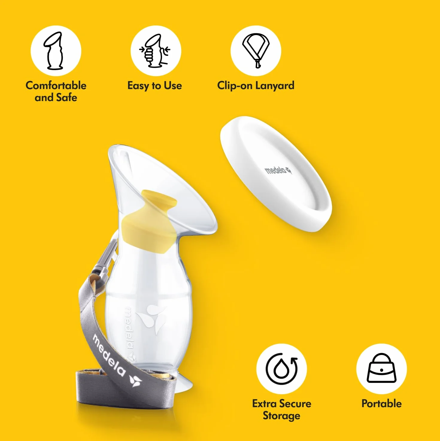 Medela silikonowy pojemnik na mleko dla matek karmiących, silikonowy pojemnik na mleko, pojemnik na mleko z przyssawką podstawką i pokrywką do codziennego karmienia piersią 101044201