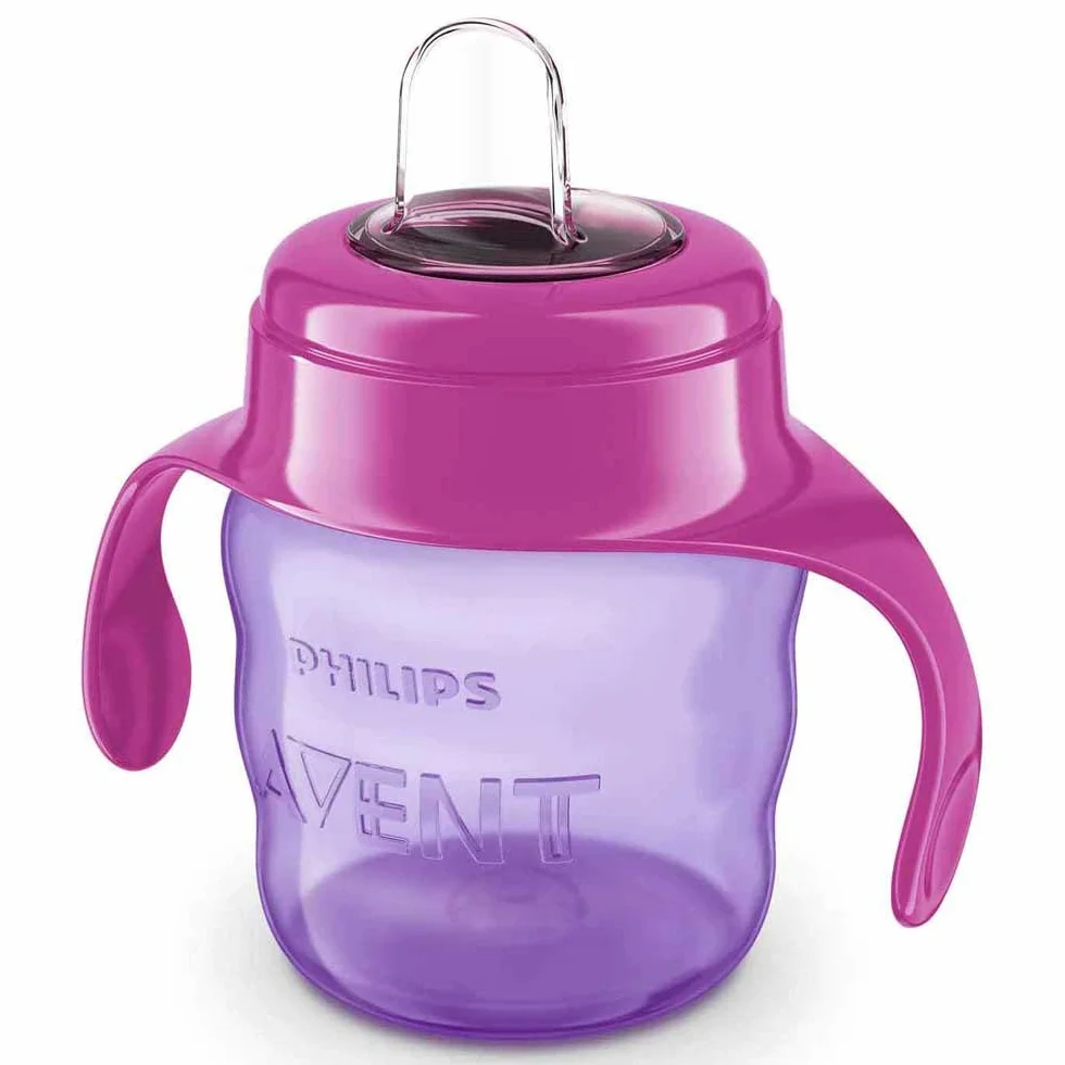 Philips Avent SCF551/03 - Vaso con boquilla silikonowa para niña, válvula antigoteo, sin BPA, para niemowlęca 6 sztuk, 200 ml, kolor różowy