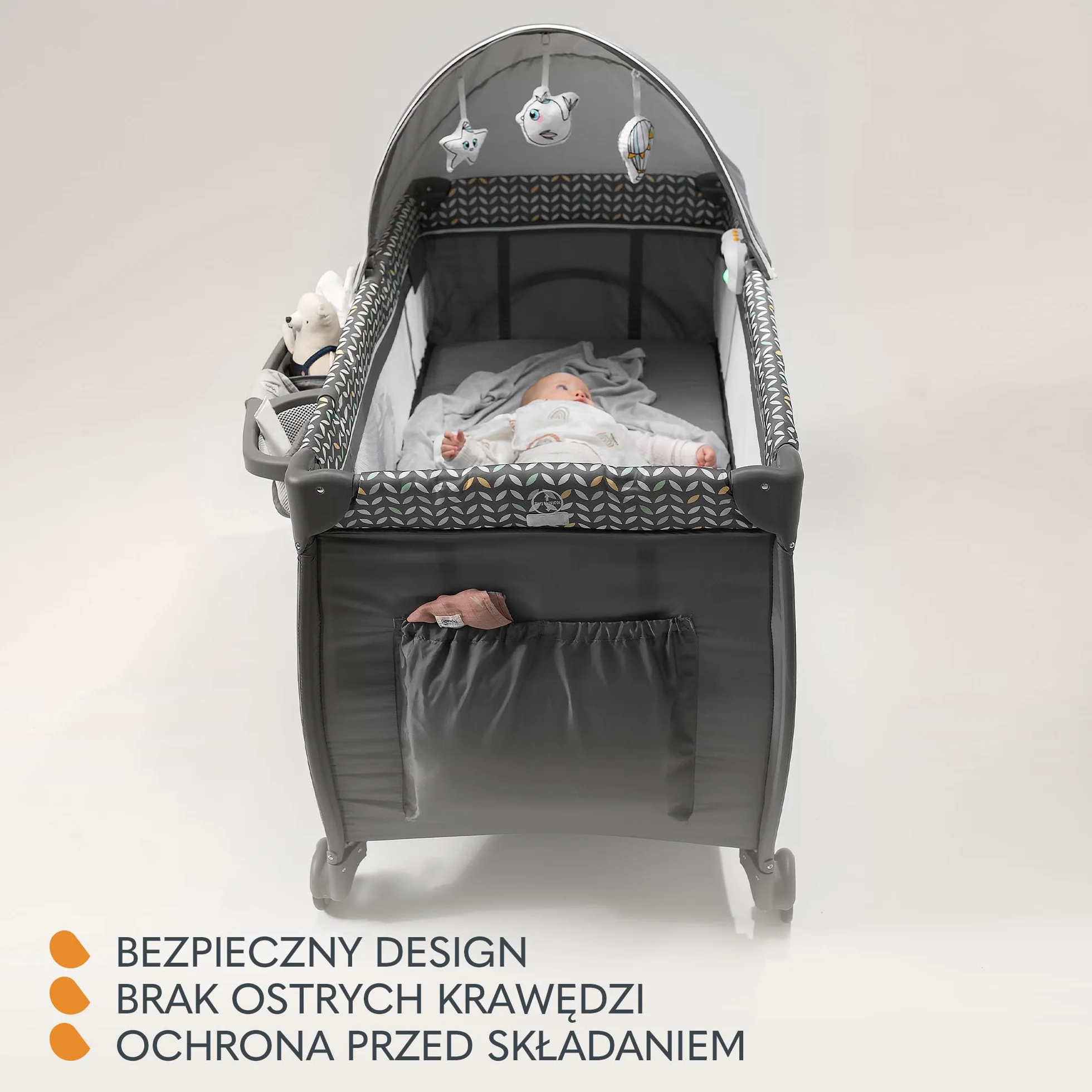 Lionelo LO-SVEN PLUS GREY SCANDI Wielofunkcyjne Łóżeczko dla Dzieci, Grey Scandi, 125 x 77 x 65 cm