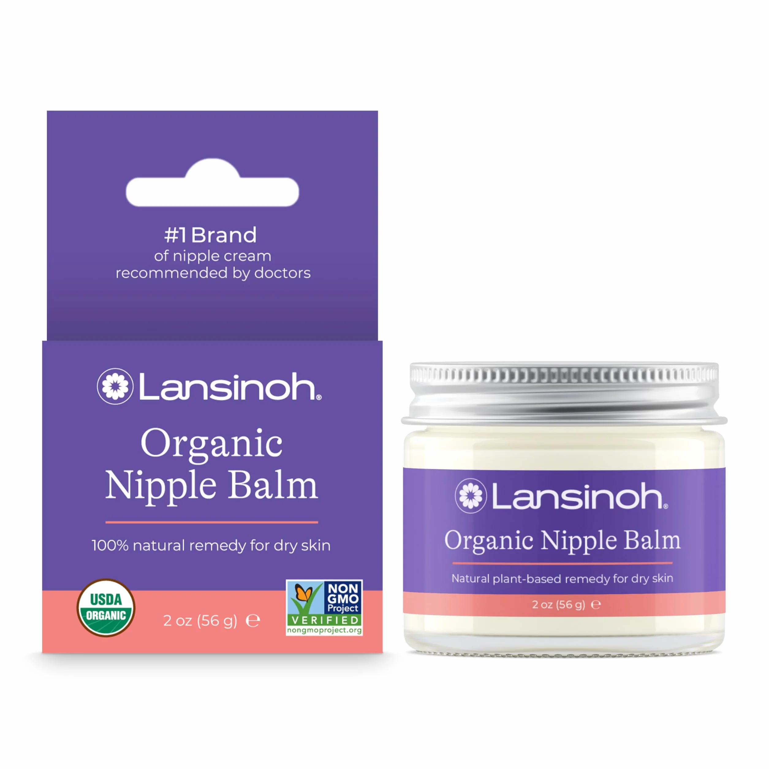 Lansinoh BIO Brustwarzensalbe, USDA zertifiziert, sicher für Mama und Baby mit Kokosöl und Arganöl, 56 g