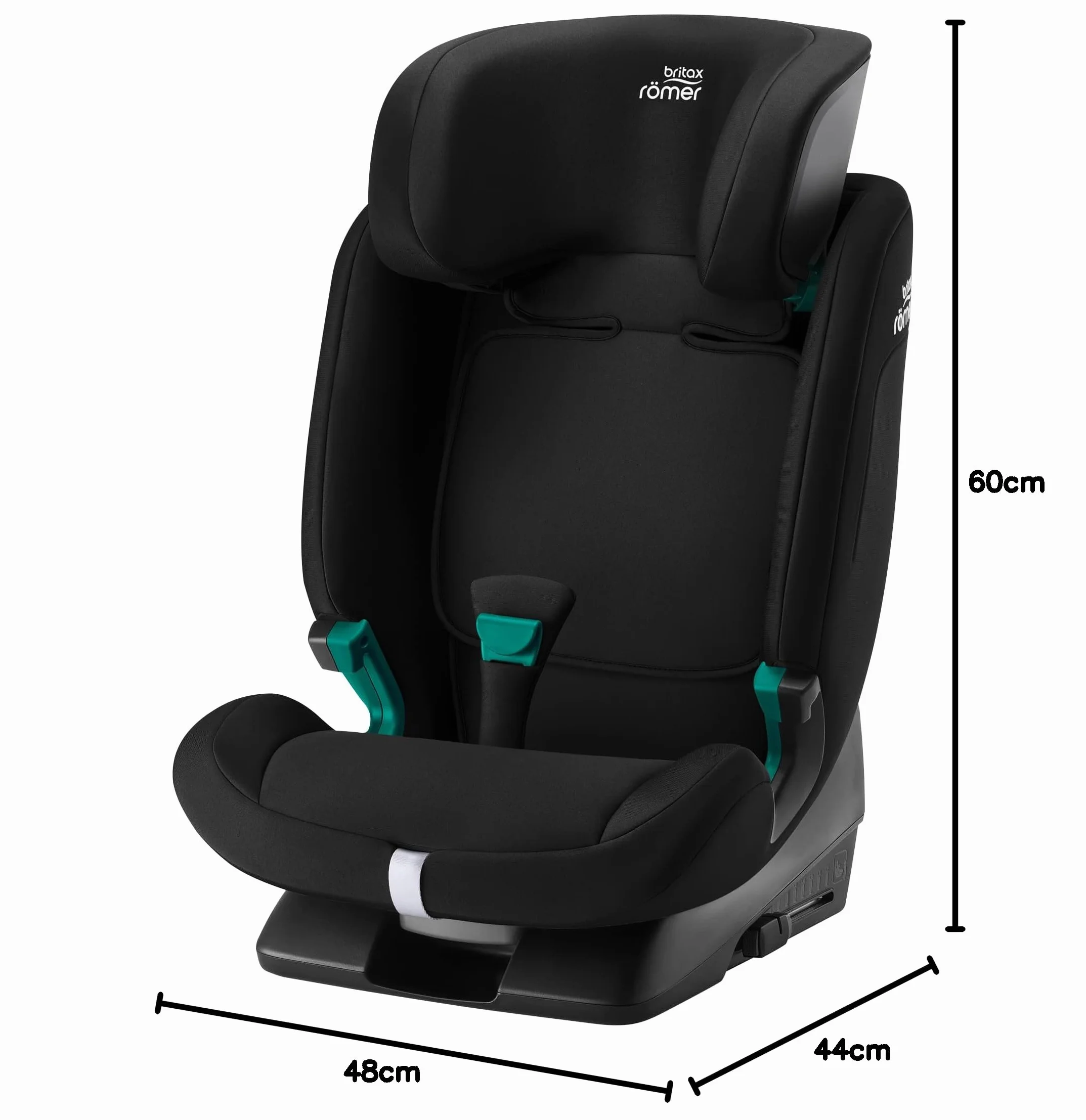 BRITAX RÖMER Fotelik dziecięcy EVOLVAFIX, z systemem ISOFIX, dla dzieci w wieku 76-150 cm (i-Size), 15 miesięcy - 12 lat, Night Blue