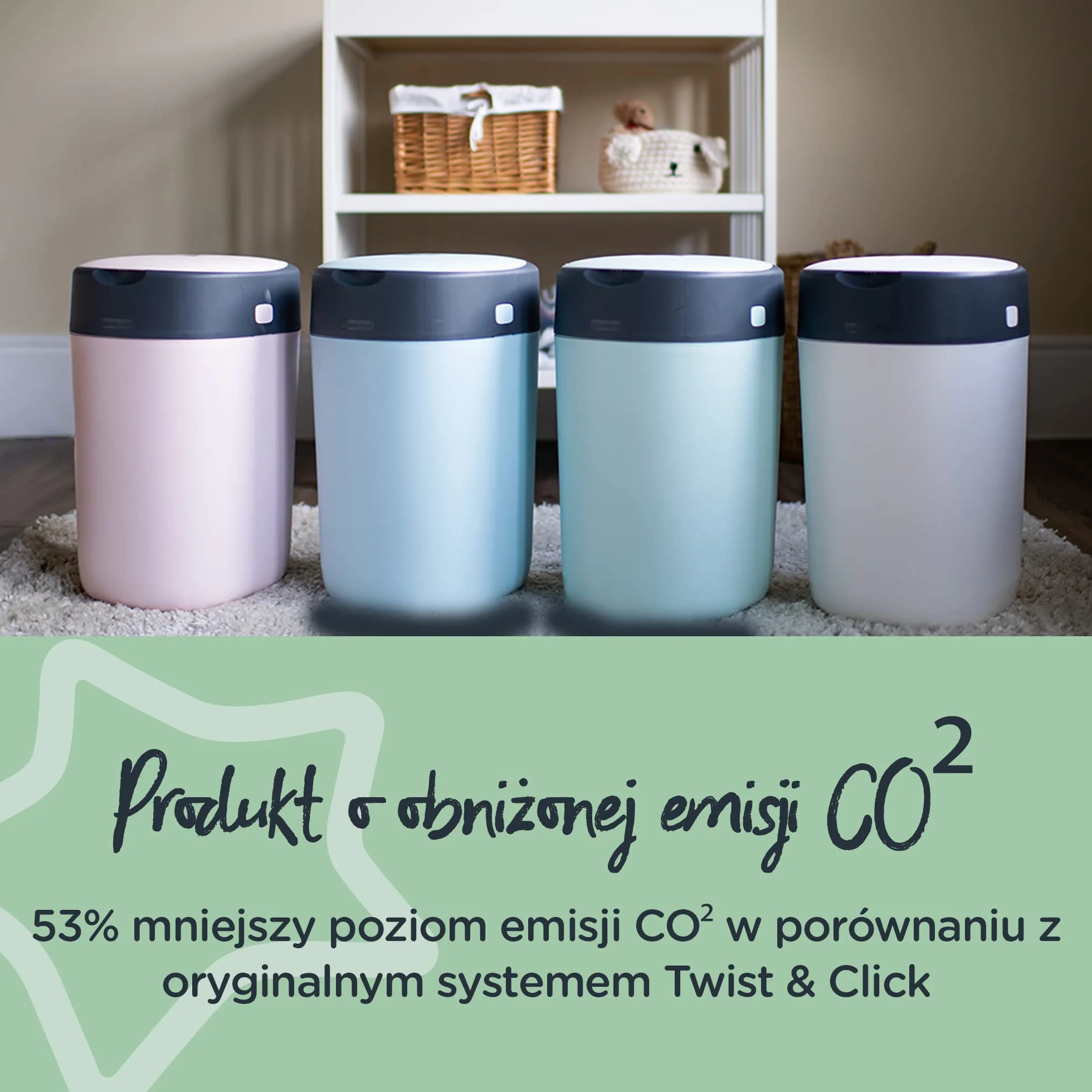 Tommee Tippee Twist & Click Advanced, Wkłady wymienne do kosza na zużyte pieluchy, z antybakteryjnej folii GREENFILM pozyskanej ze zrównoważonego źródła; 6 X Wkłady do kosza na pieluchy