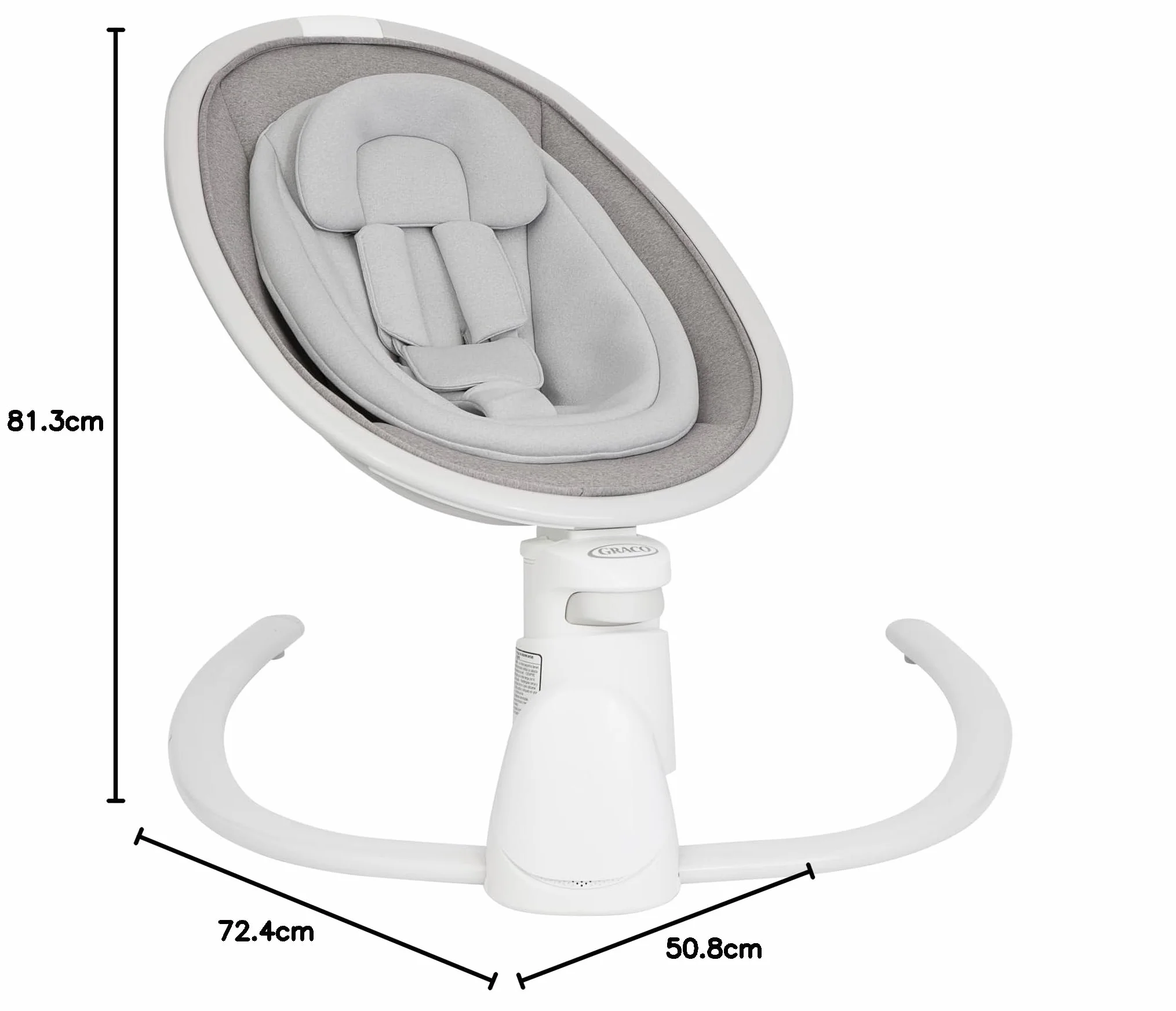 Graco Sway 'n Grow smoczek Bluetooth odpowiedni od urodzenia do ok. 4 lat (0-18 kg), z 6 kołyszącymi się mi, 4-biegowymi wibracjami, muzyką, regulacją wysokości i kompaktowym do przechowywania,