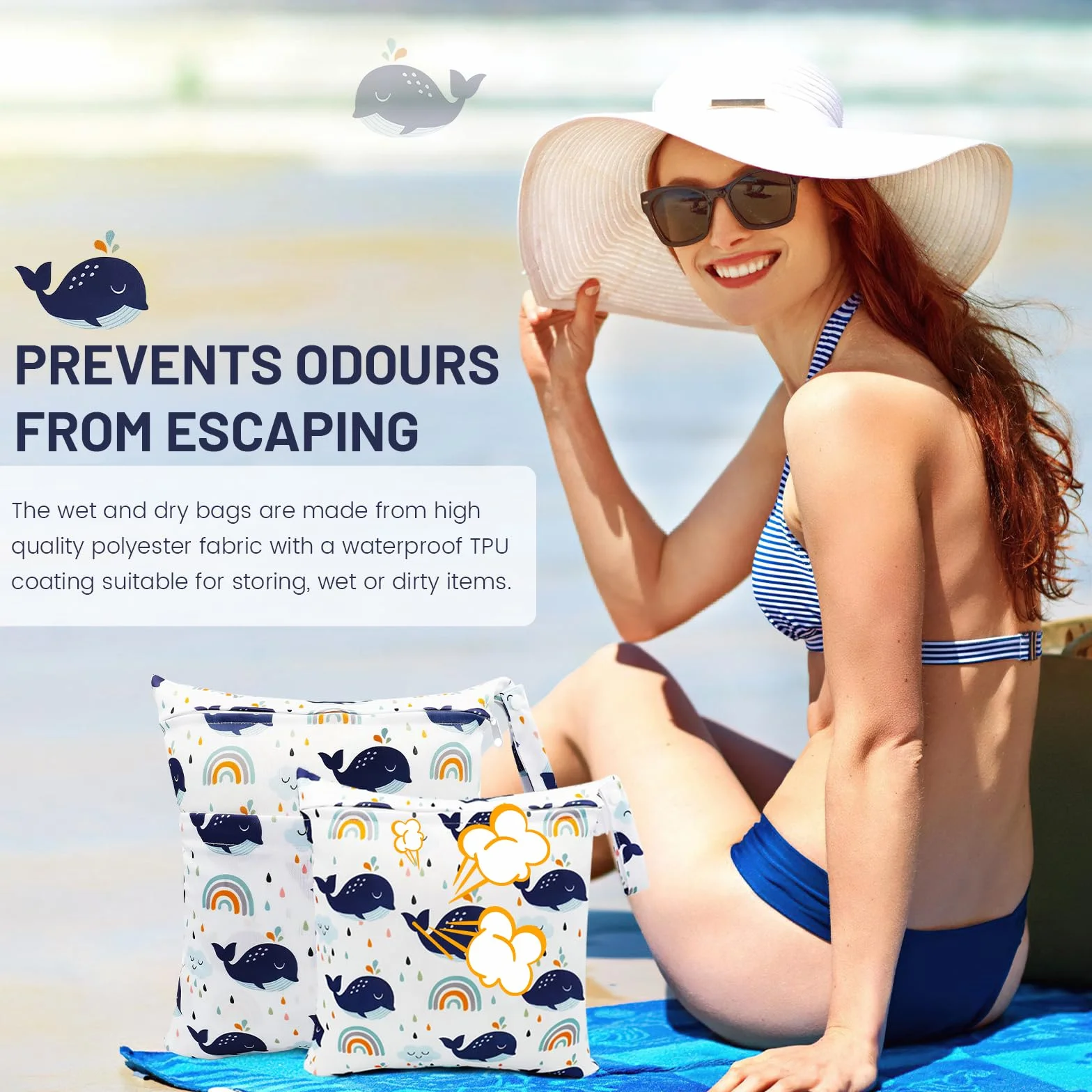 Wetbag, 3 sztuki toreb na mokro, do przedszkola, na mokro, do pływania, wodoszczelna, nadaje się do prania, na pieluchy, na podróż, plażę, basen, siłownię, 3 sztuki, wielokolorowa, Wet Bag
