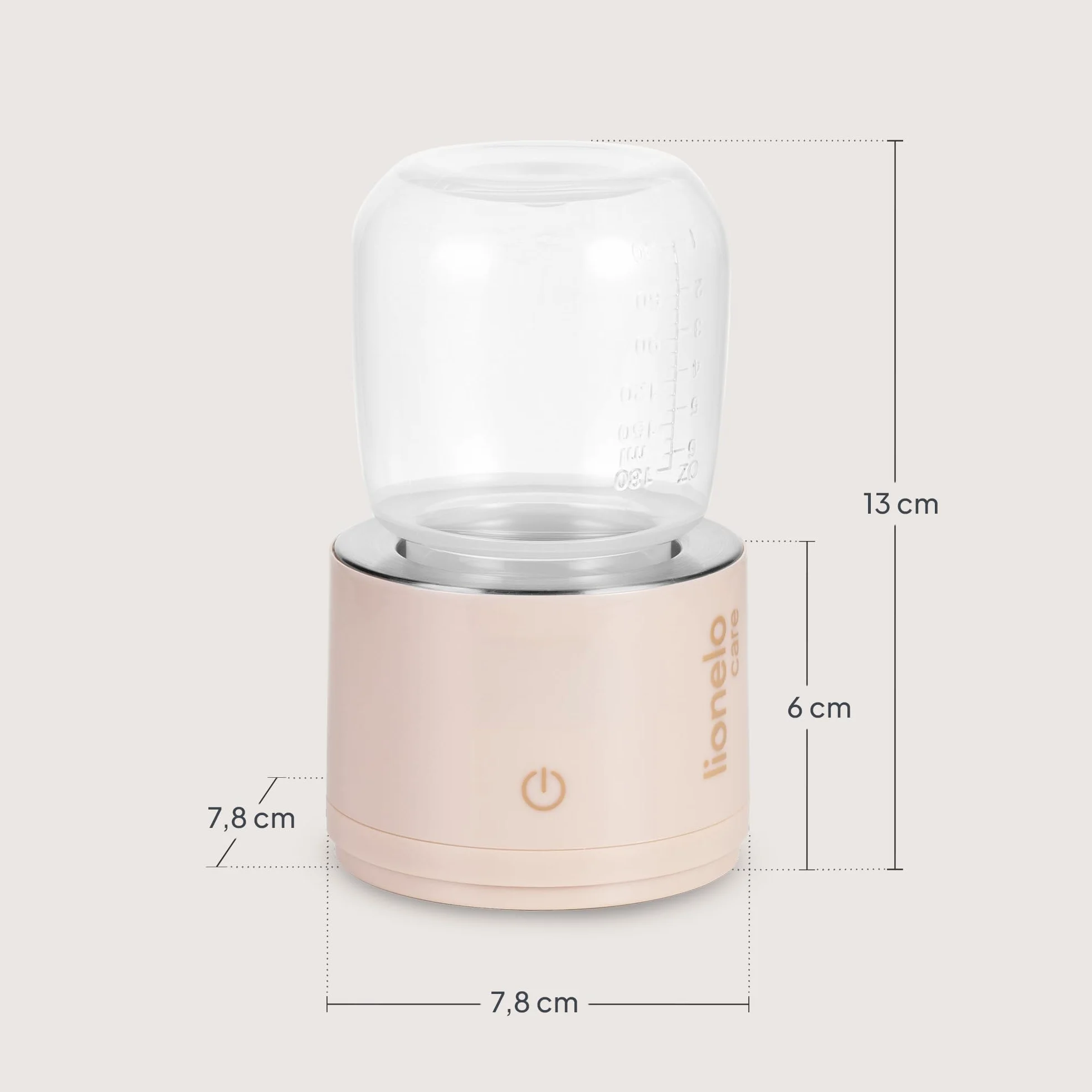 Lionelo Thermup Swift Podgrzewacz do Butelek Przenośny Bezprzewodowy, USB-C, Szybkie Podgrzewanie w 3 Min, 4 Temperatury 37-50 C, Podtrzymanie do 6 h, 5 Adapterów, Czujnik Braku Cieczy, z Akumulatorem