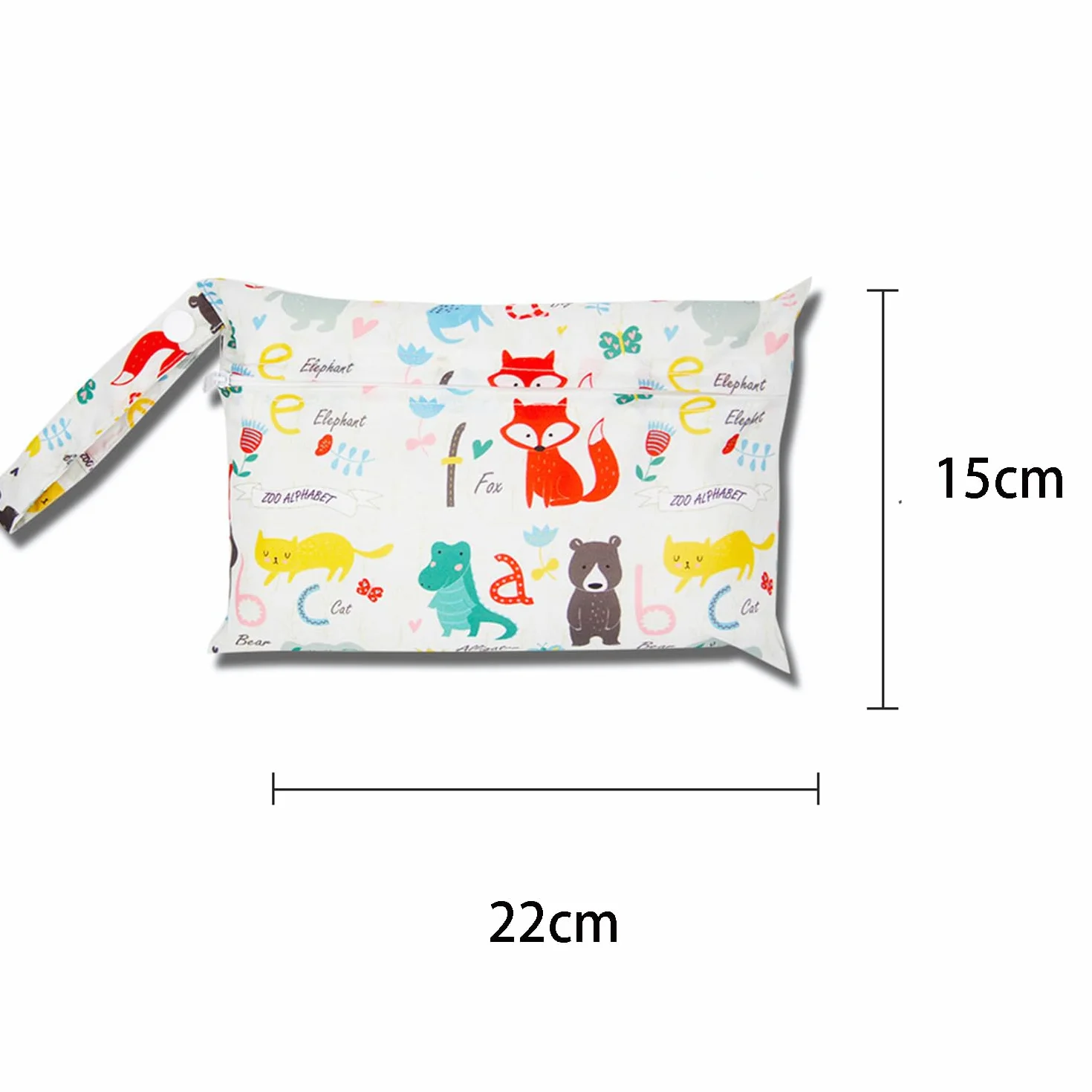 Wodoszczelna mini torba na pieluchy z kolorowym wzorem zwierzęcym 22x15 cm organizer dla niemowląt