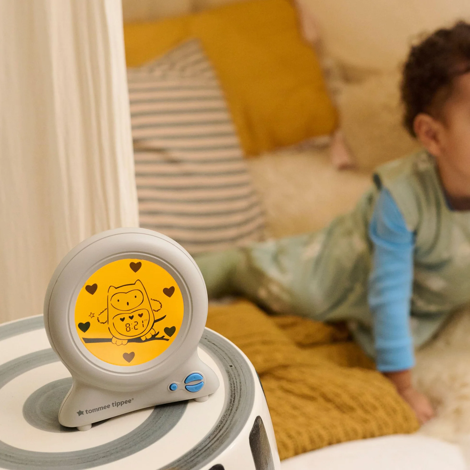 Tommee Tippee Groclock zegar i trener snu, budzik i lampka nocna dla małych dzieci, z portem USB